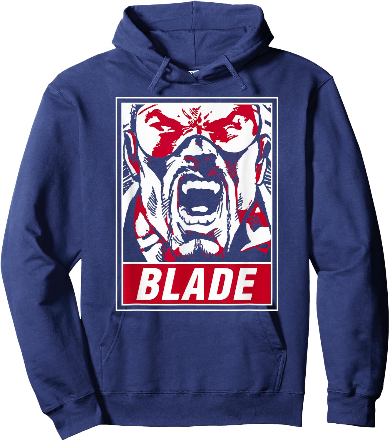 Marvel Blade Propaganda Poster Red Highlight Graphic Hoodie - Hoodie | Navy