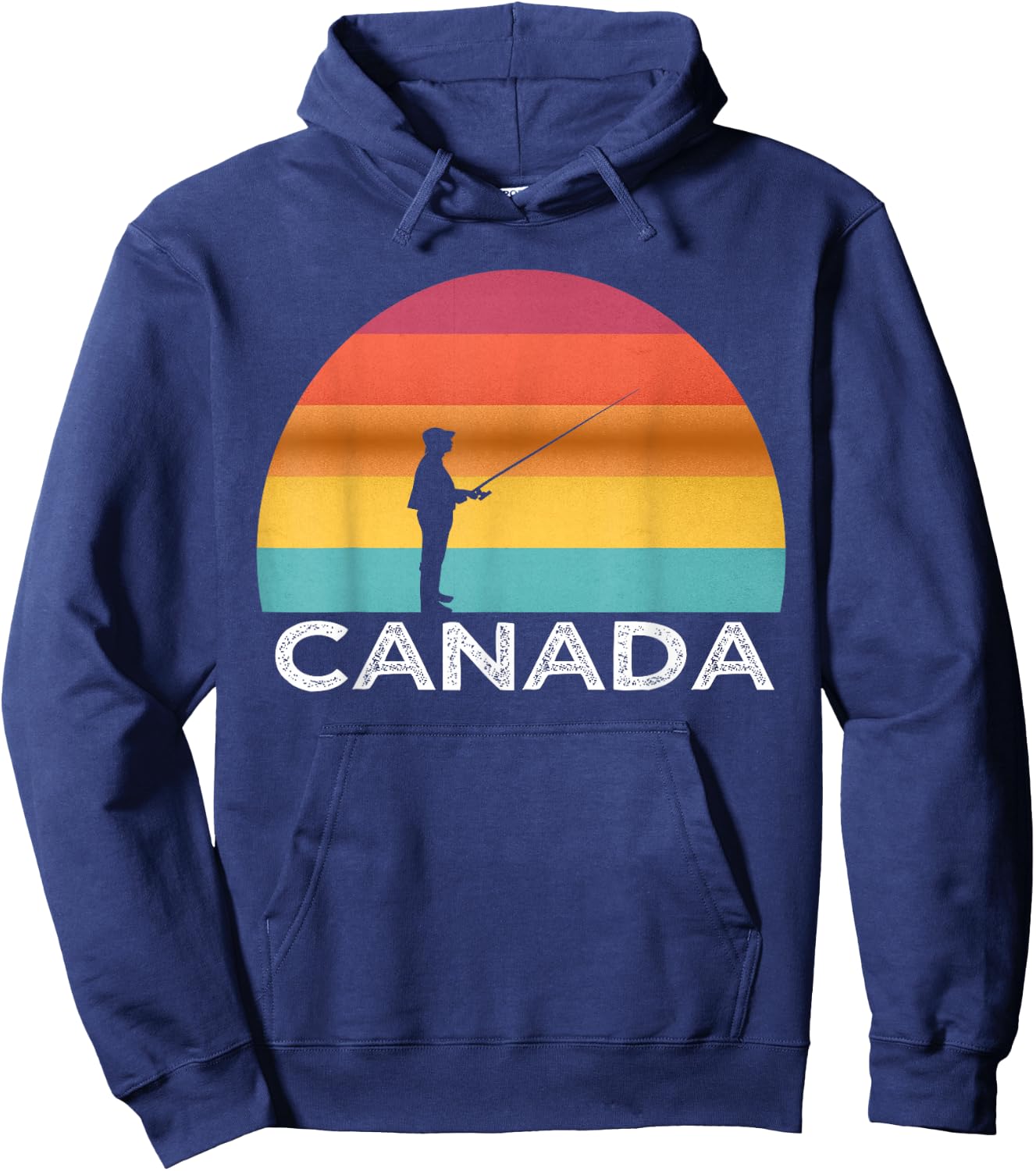 Sunset Canada Fishing T Shirt Canadian Fisherman Trip Hoodie - Hoodie | Navy