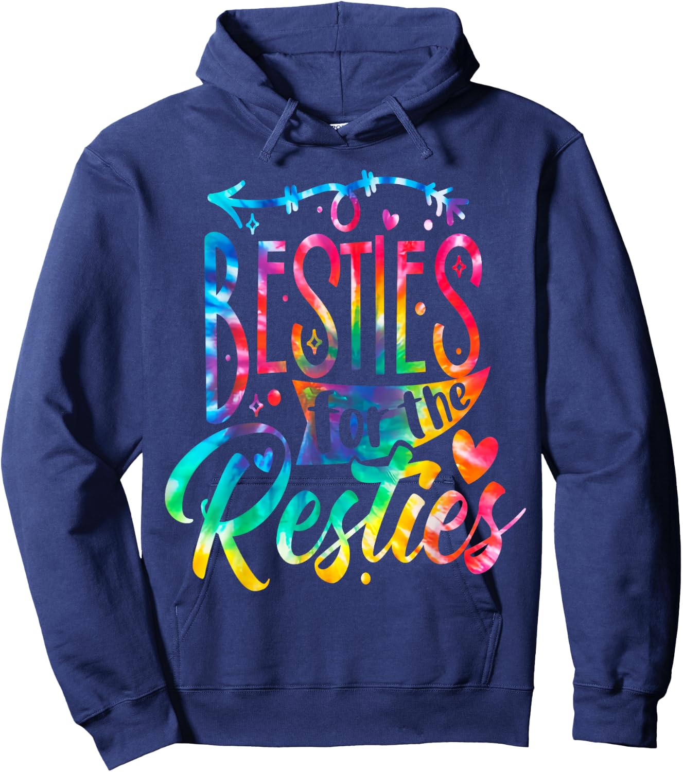 Besties For Restie BFF Best Friends Matching Couple Tie Dye Hoodie - Hoodie | Navy