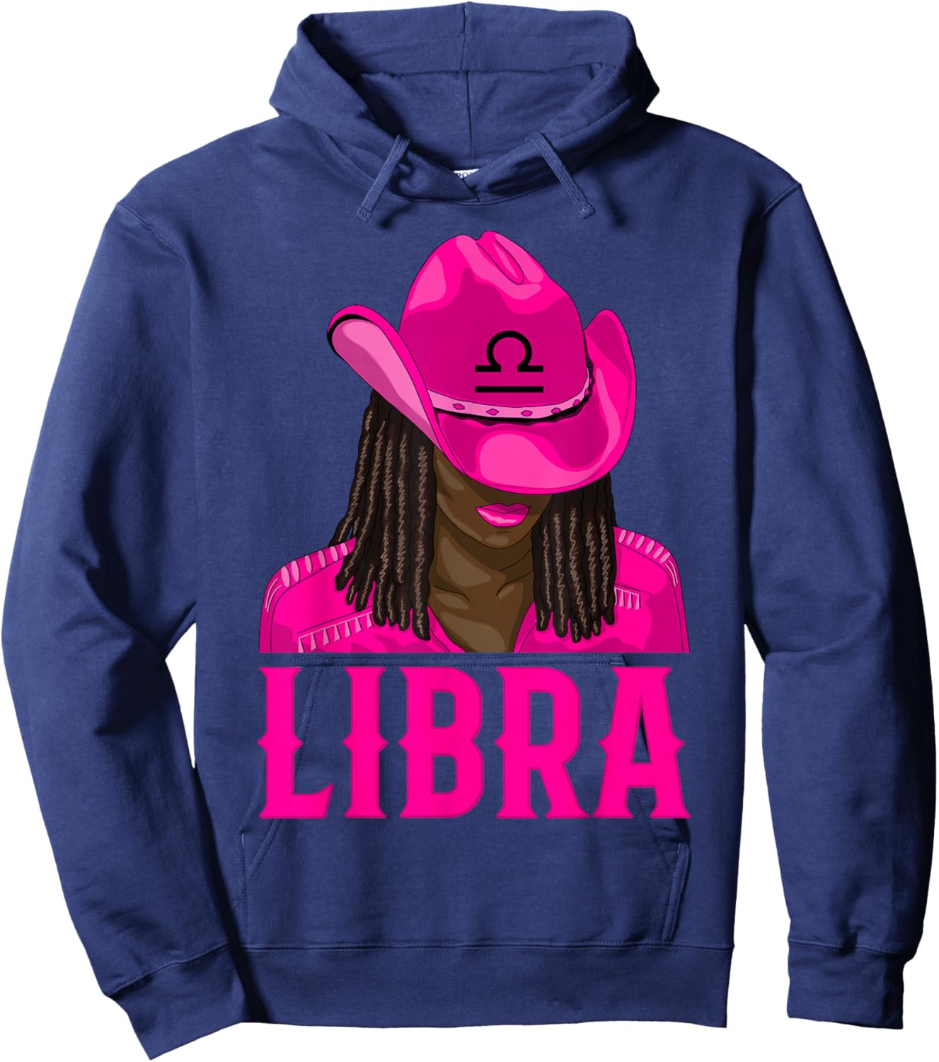 Libra Western Cowgirl African American Black Women Hoodie - Hoodie | Navy
