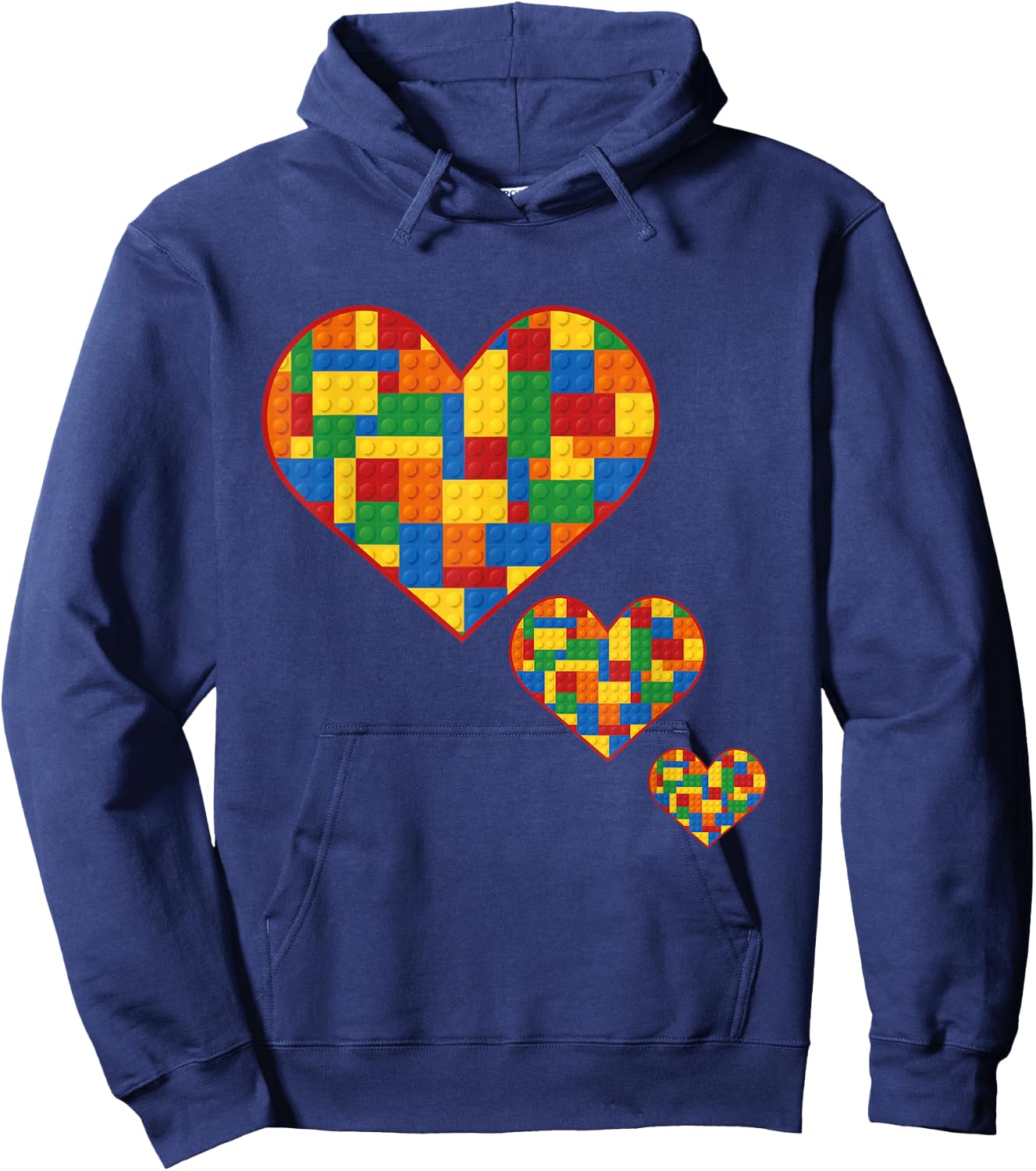 Master Builder Block Brick Building Heart Valentines Day Hoodie - Hoodie | Navy