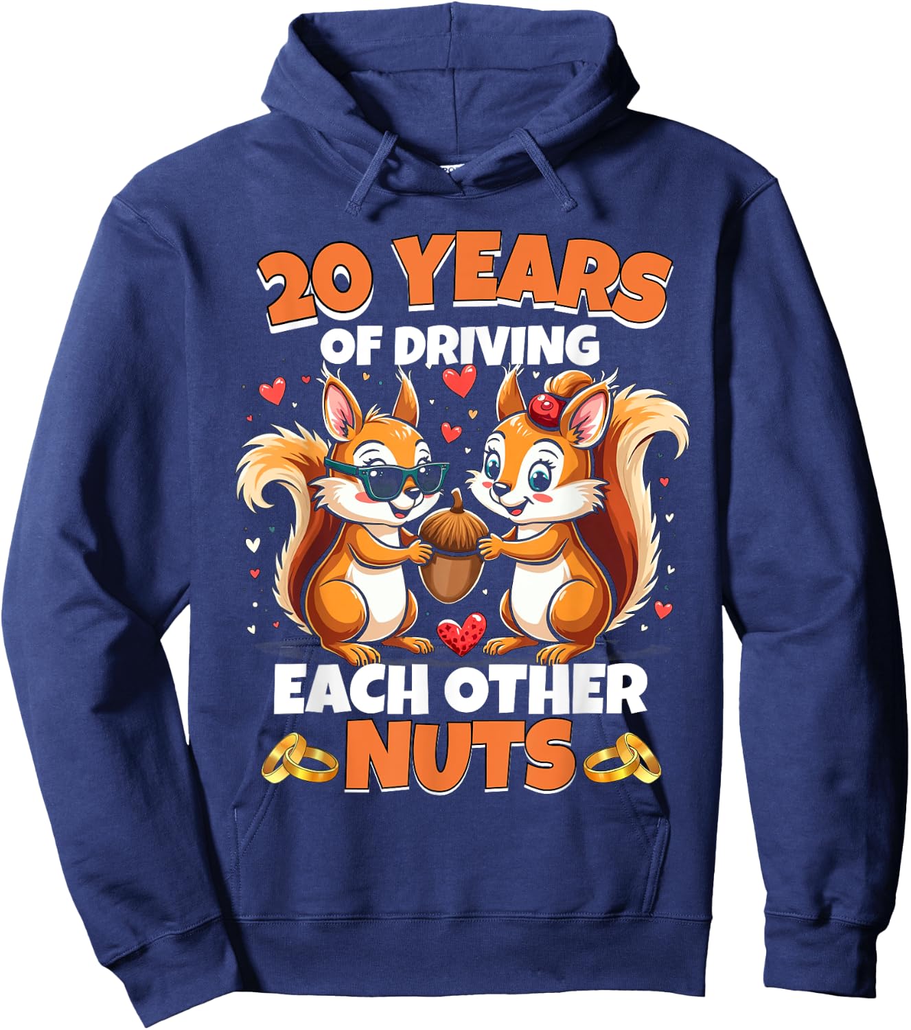 20th Wedding Anniversary 20 Years Of Driving Each Other Nuts Hoodie - Hoodie | Navy