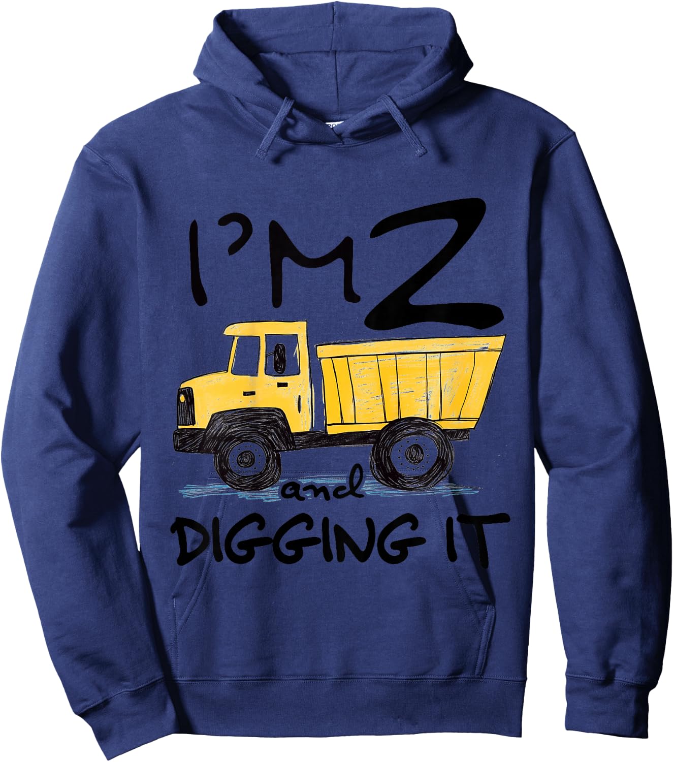 Kids Two Construction 2nd Birthday Gifts Second Boy 2 Years Old Hoodie - Hoodie | Navy