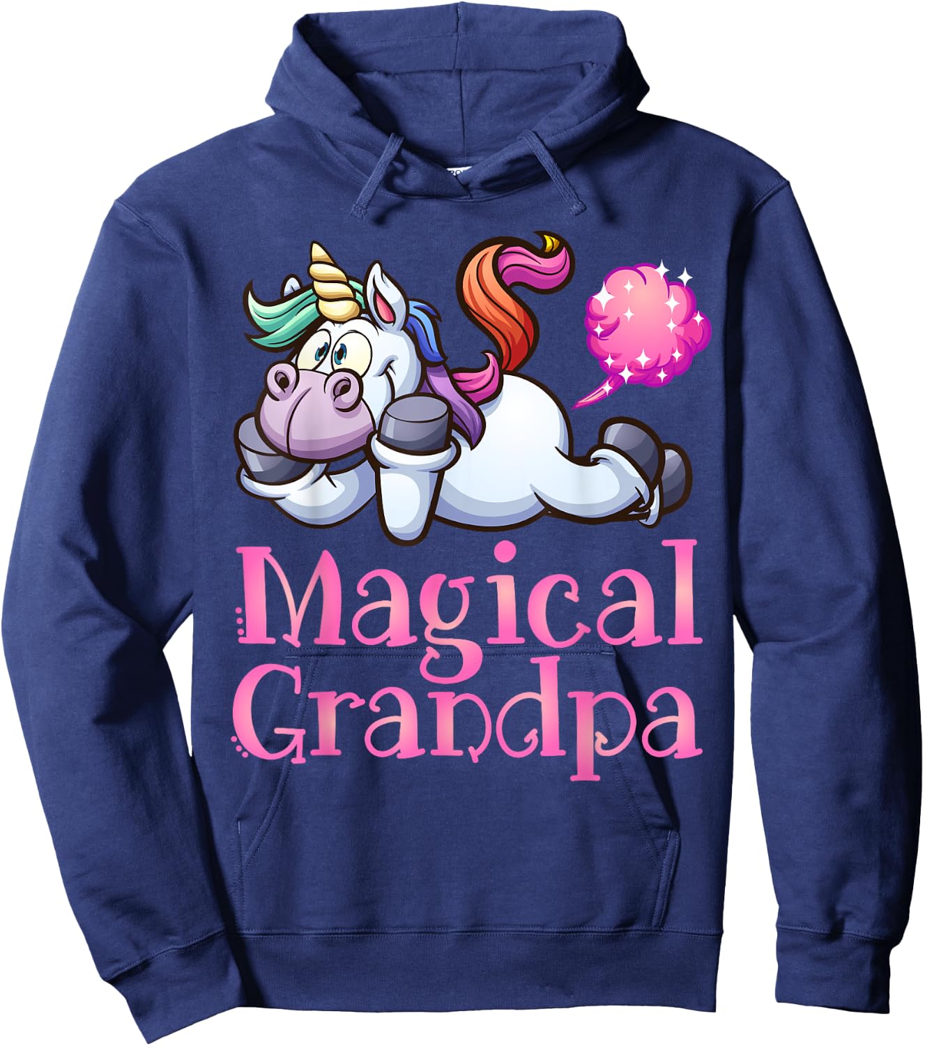 Funny Magical Grandpa, FARTING Rainbow Unicorn, Magic Gift Hoodie - Hoodie | Navy