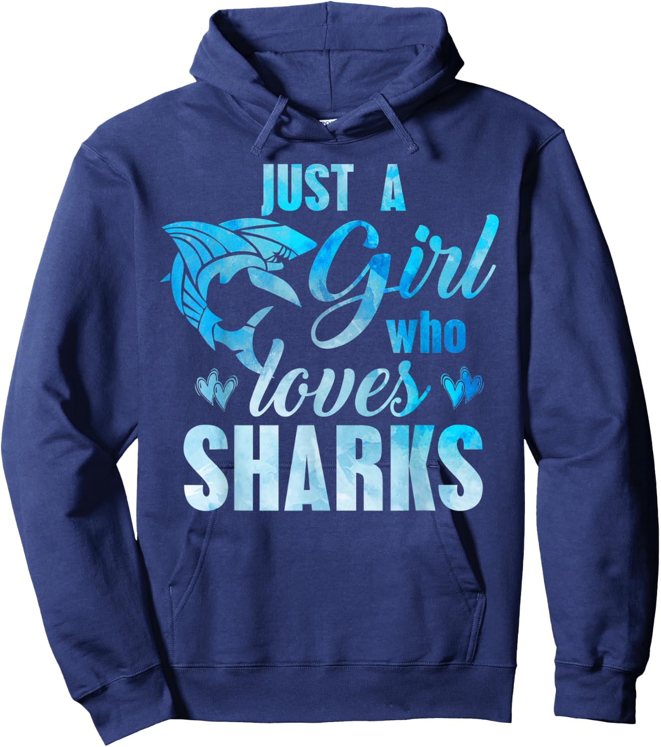 JUST A GIRL WHO LOVES SHARKS Women Teen Mom Kids Beach Lover Hoodie - Hoodie | Navy