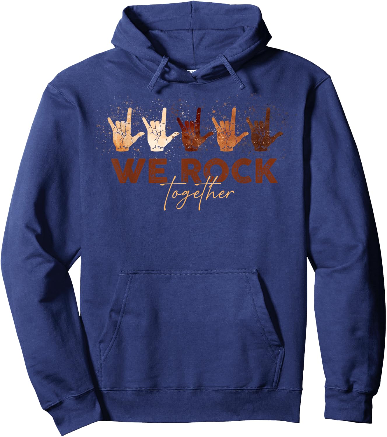 Retro We Rock Together Funny Hand Supporter Cancer Month Hoodie - Hoodie | Navy