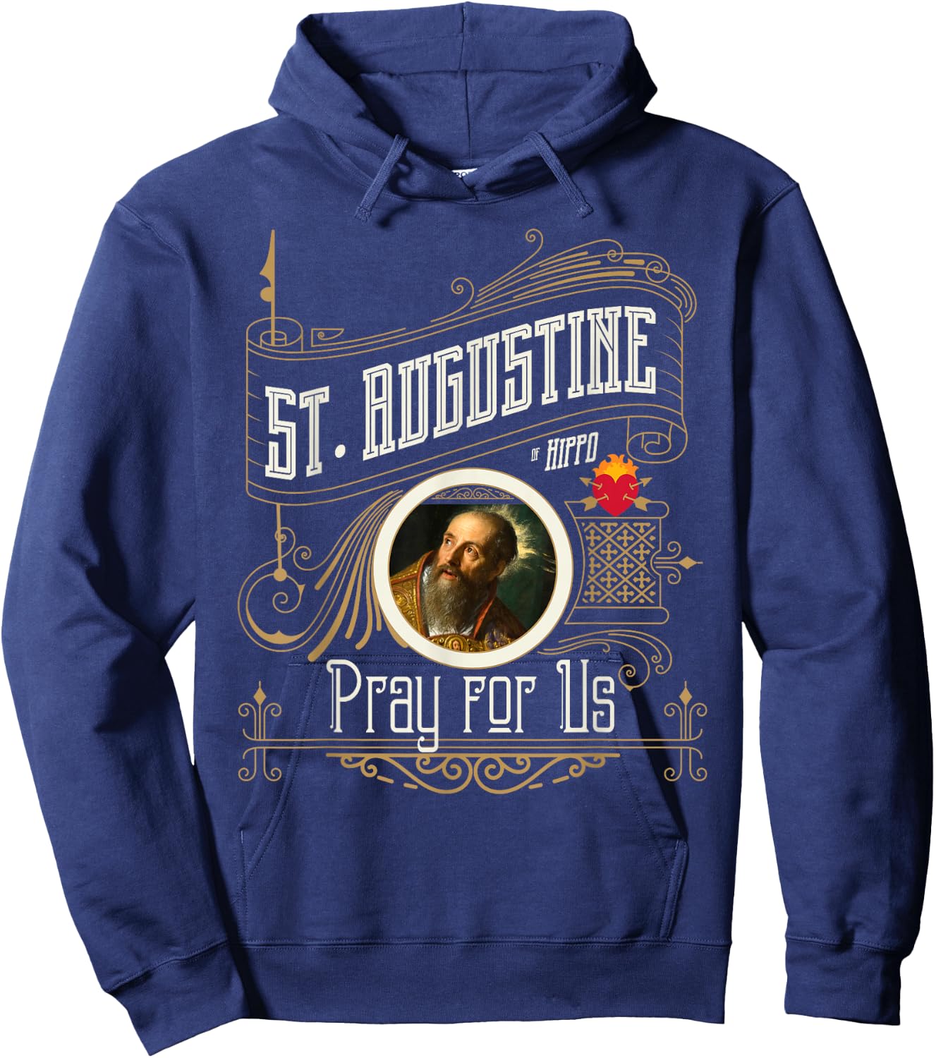 St. Augustine of Hippo Pray for Us City God Catholic Hoodie - Hoodie | Navy