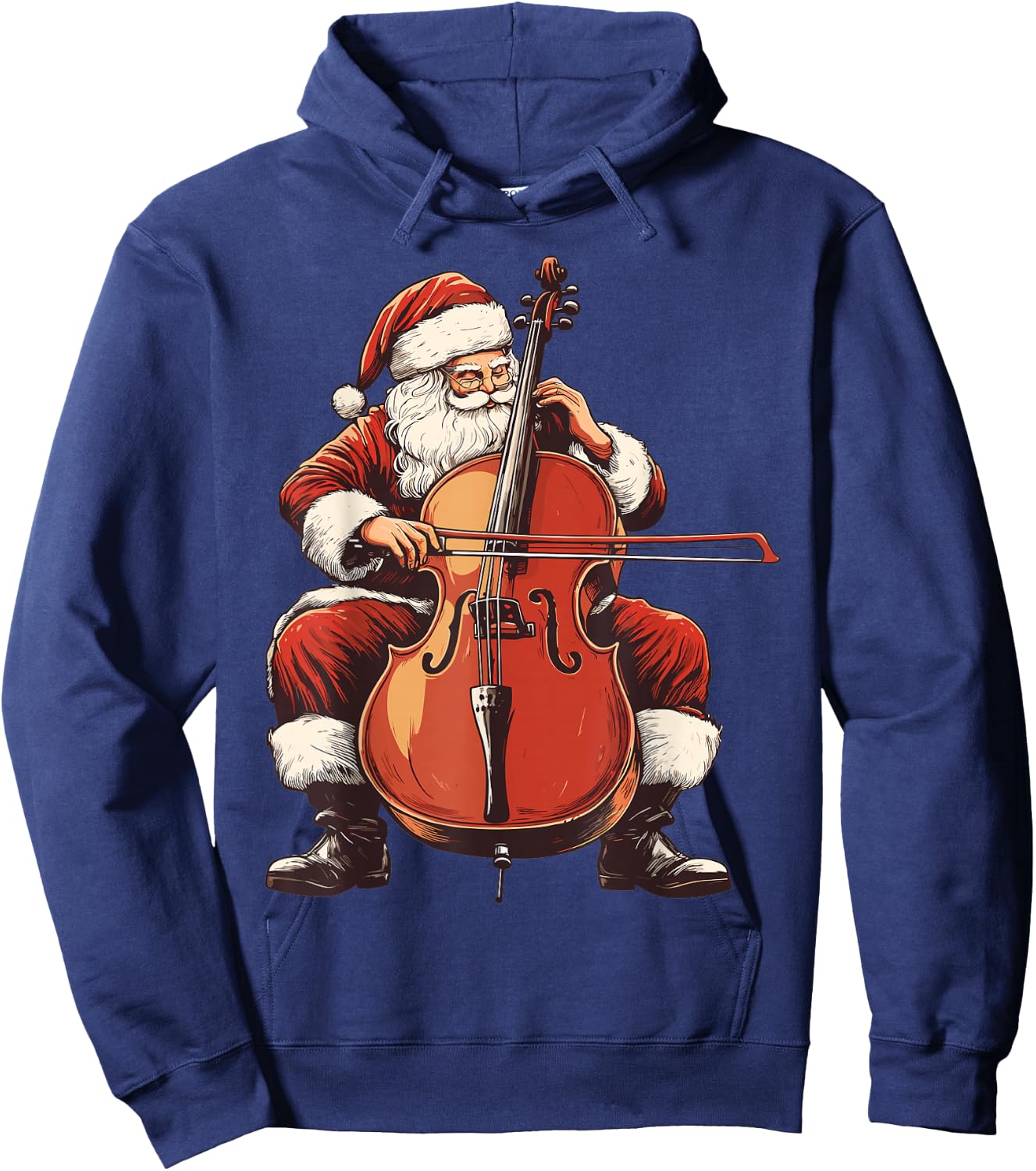 Santa Playing Cello Funny Cellist Cello Player Christmas Hoodie - Hoodie | Navy