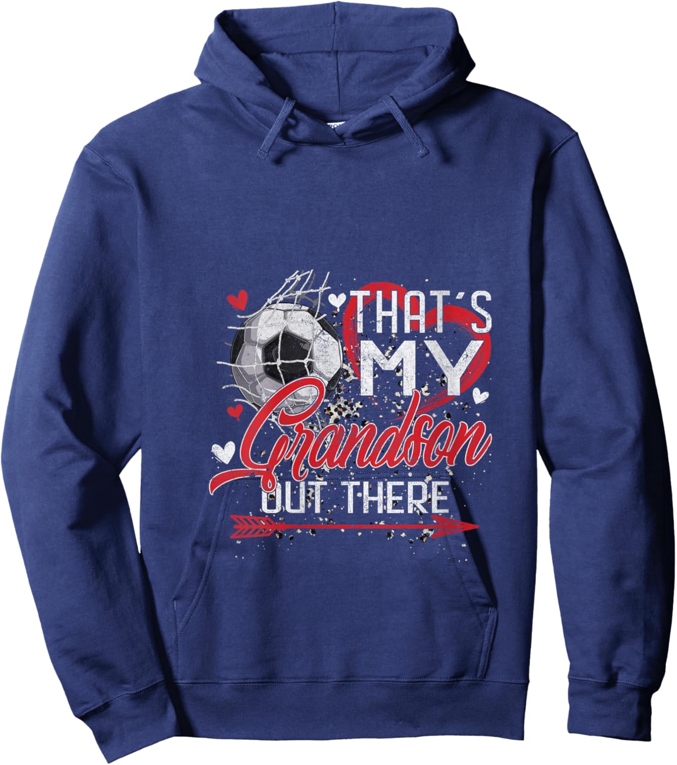 That's My Grandson Out There Soccer Grandma Mama Mothers Day V-Neck Hoodie - Hoodie | Navy