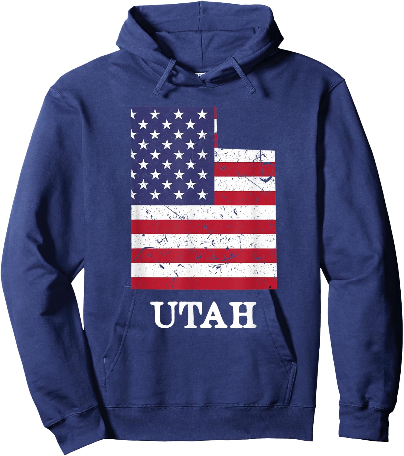 Utah Map State American Flag Shirt 4th Of July Pride Kids Men Hoodie - Hoodie | Navy