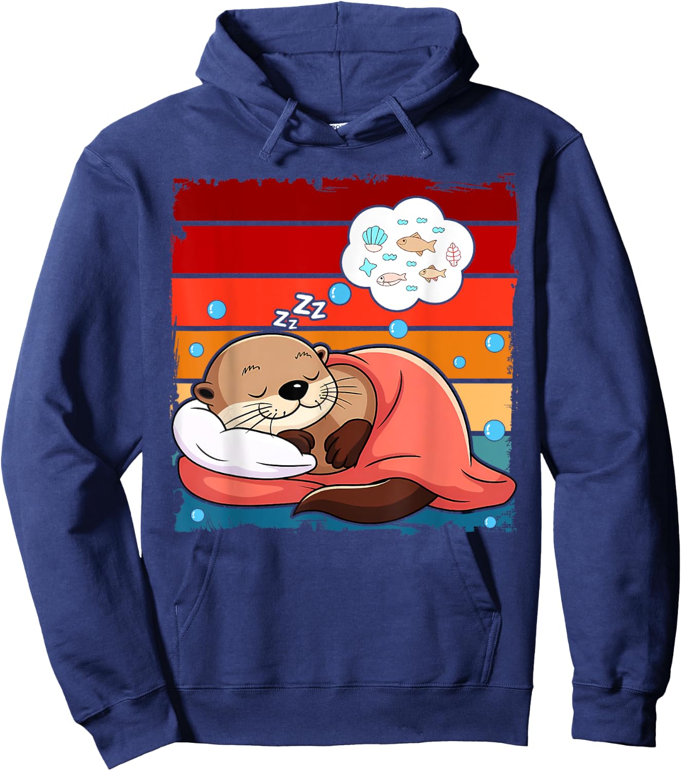 Otter Sleeping Animal Pajamas Nap PJs Outfit Sea Otter Hoodie - Hoodie | Navy