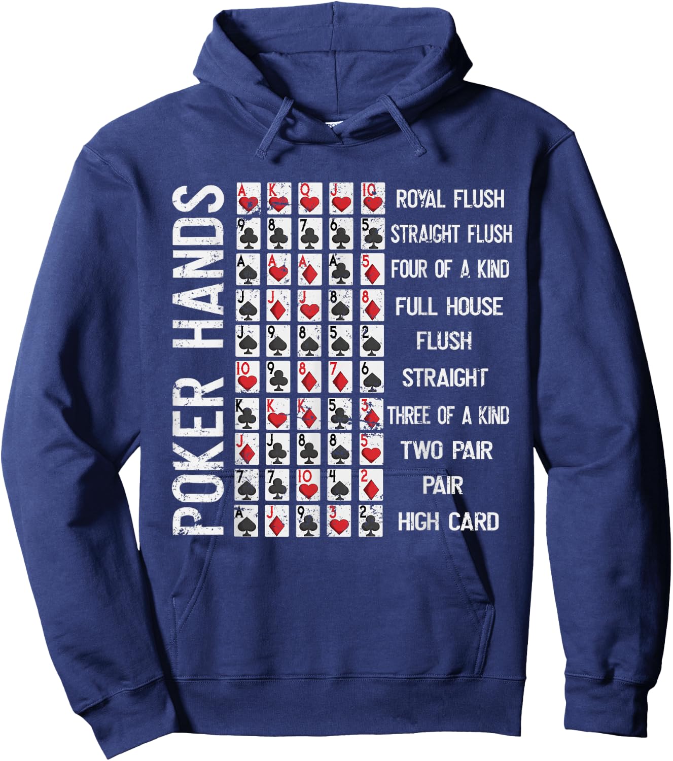 Poker Hands Cheat Sheet Card Casino Games Funny Player Gift Hoodie - Hoodie | Navy