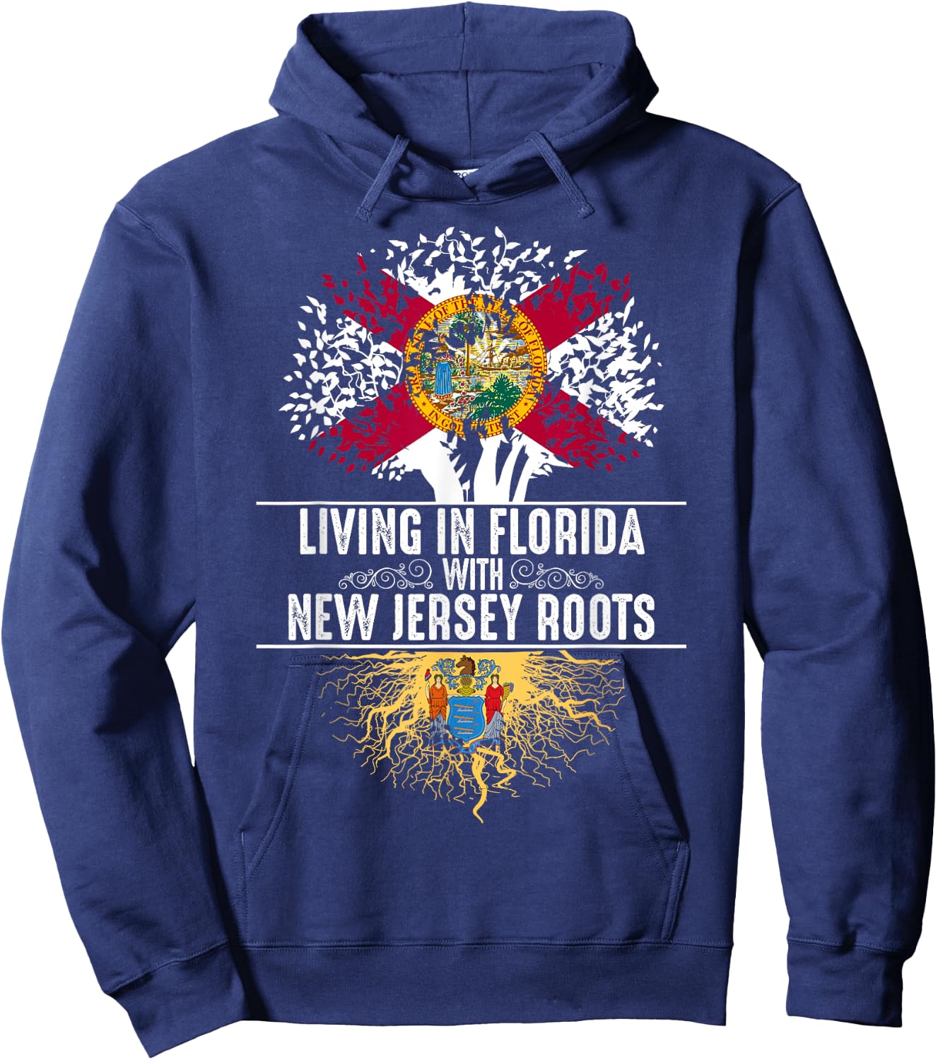 Florida Home New Jersey Roots State Tree Flag Shirt Gift Hoodie - Hoodie | Navy