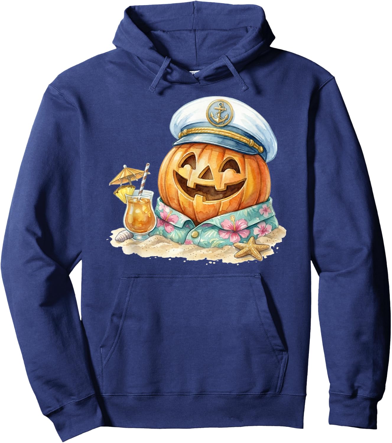 Halloween Beach Pumpkin Tropical Summer Hoodie - Hoodie | Navy