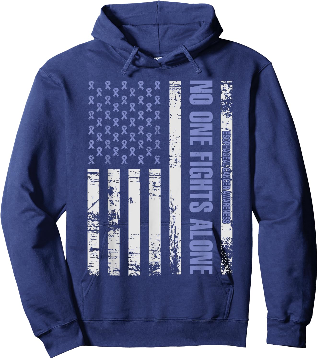No one Fights alone Esophageal Cancer awareness Shirt Hoodie - Hoodie | Navy
