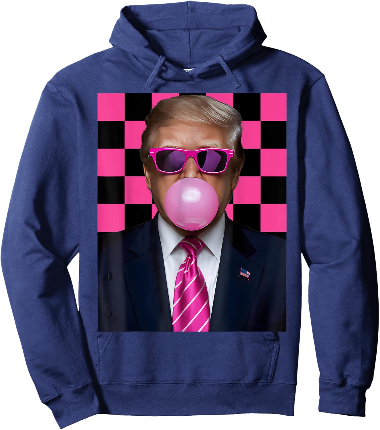 Pink Sunglasses Trump Bubble Gum Shirt 2024 Vote President Hoodie - Hoodie | Navy