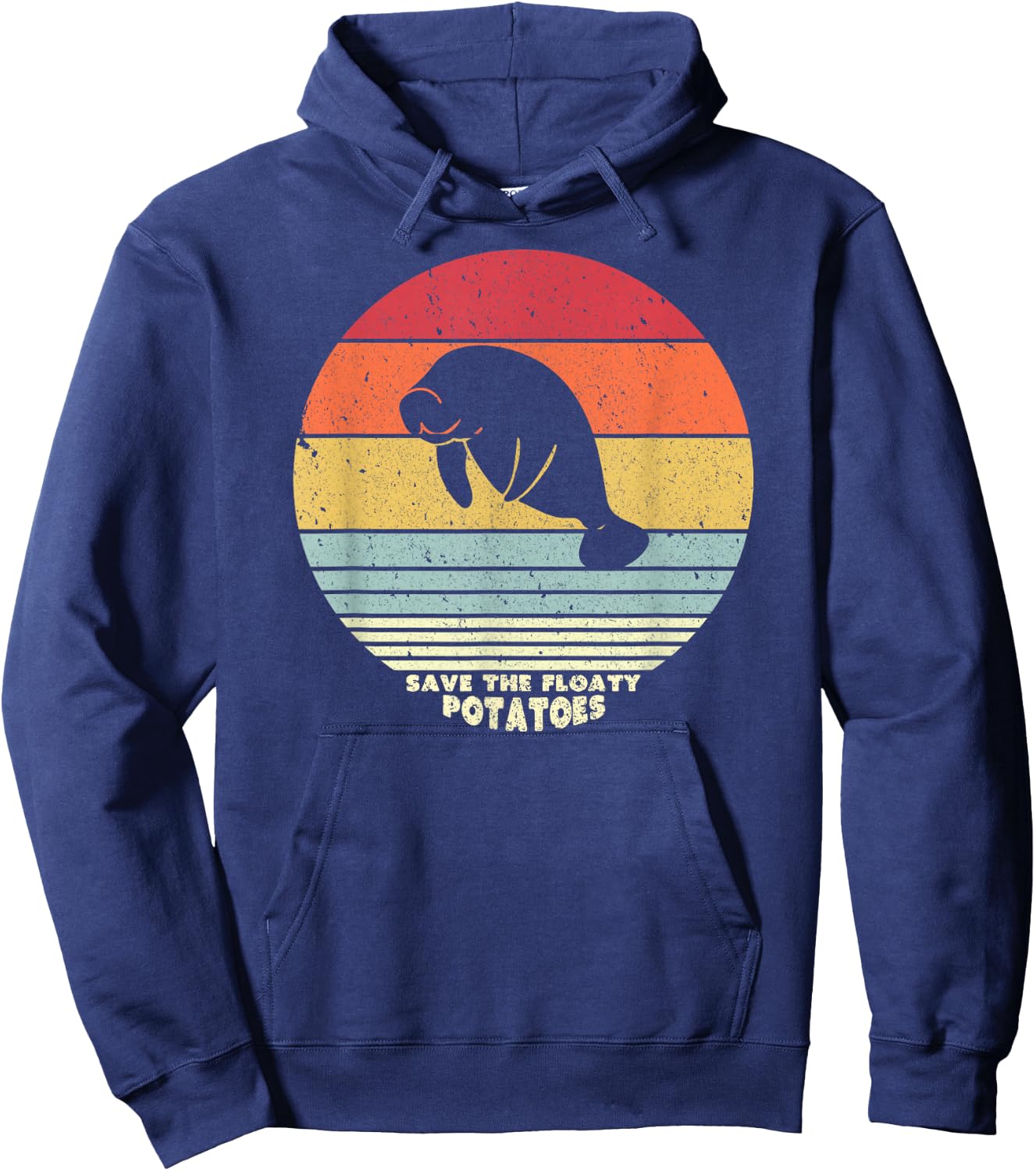 Save The Floaty Potatoes Shirt. Retro Manatees Hoodie - Hoodie | Navy