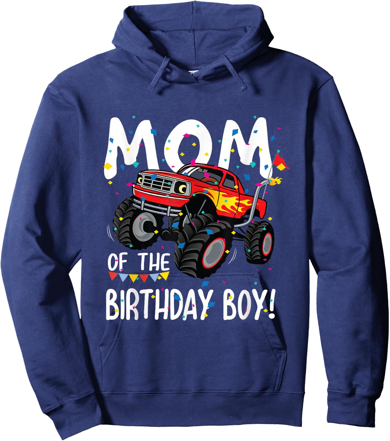 Monster Truck Party Mom of Birthday Boy Shirt Gift Hoodie - Hoodie | Navy