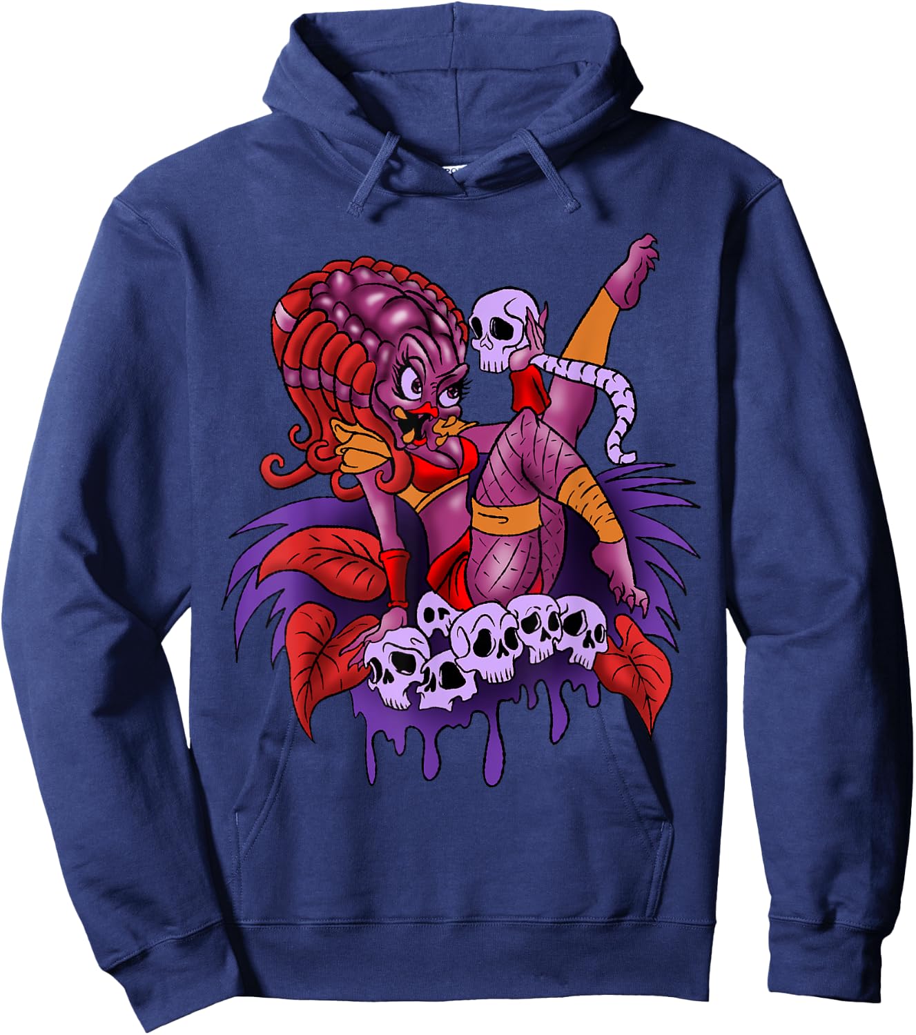 Predator Girl Cartoon Funny Caricature Cool Comic Gift Hoodie - Hoodie | Navy