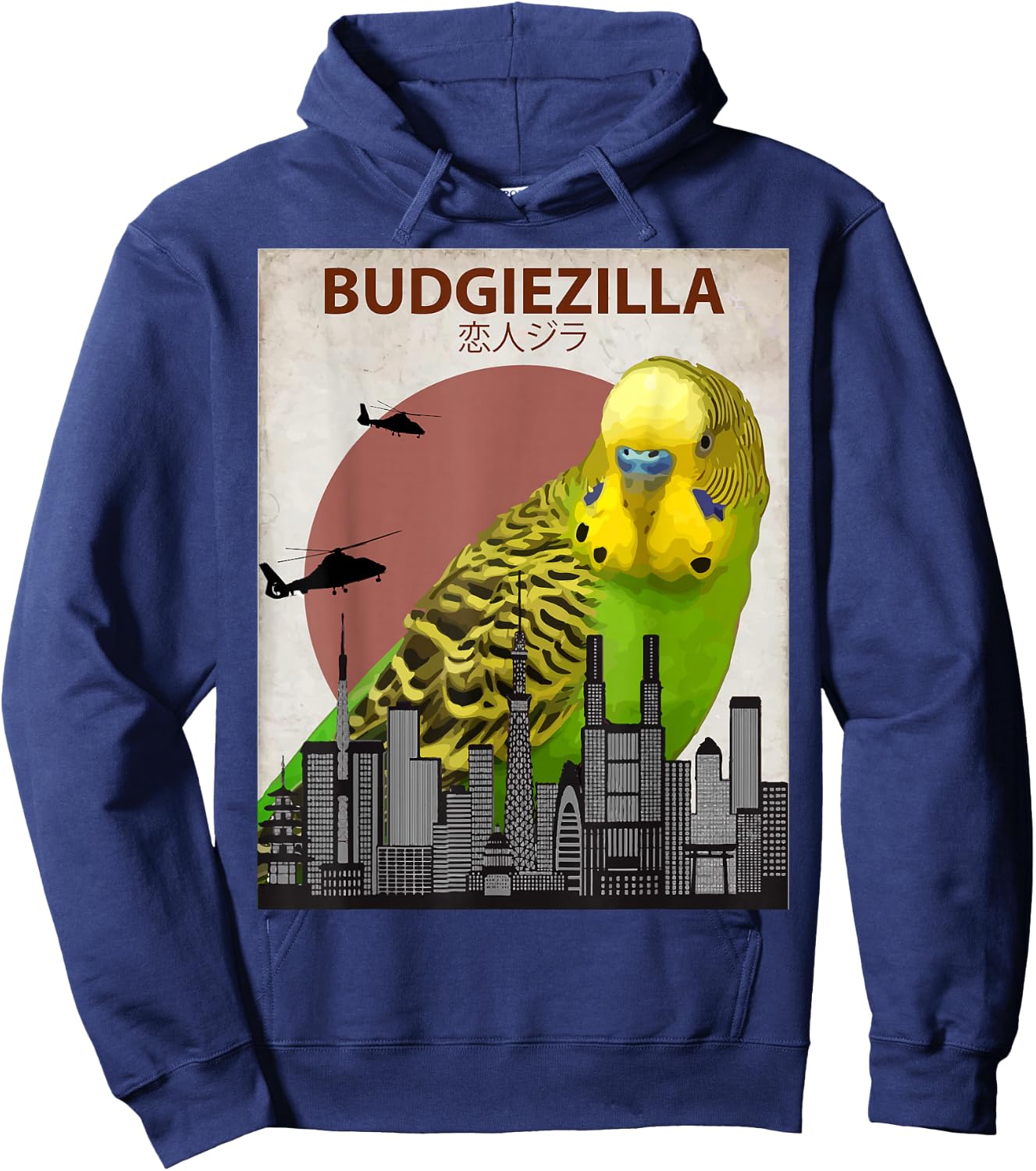 Budgiezilla | Budgie for Budgerigar Parakeet Lovers Hoodie - Hoodie | Navy