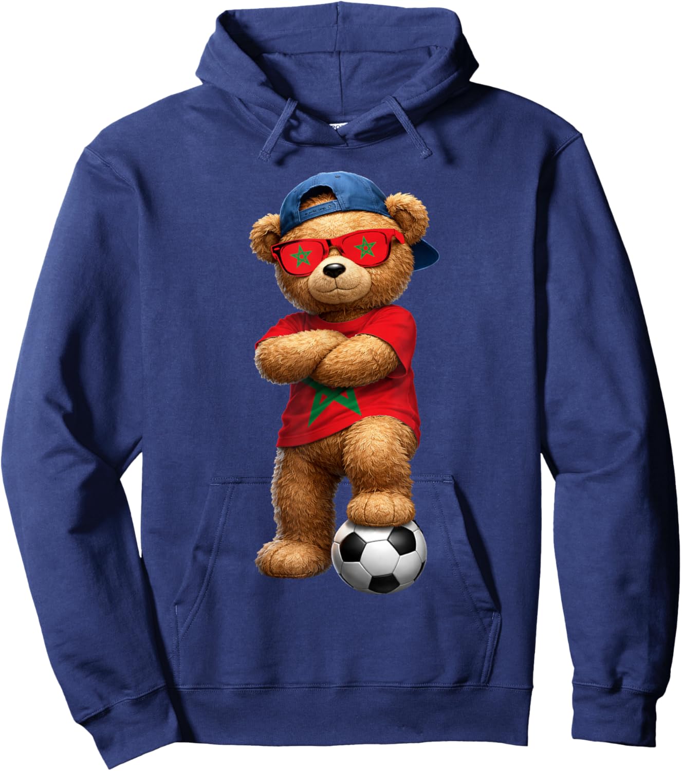 Moroccan Flag Teddy Player Sports Outfit for Morocco Hoodie - Hoodie | Navy