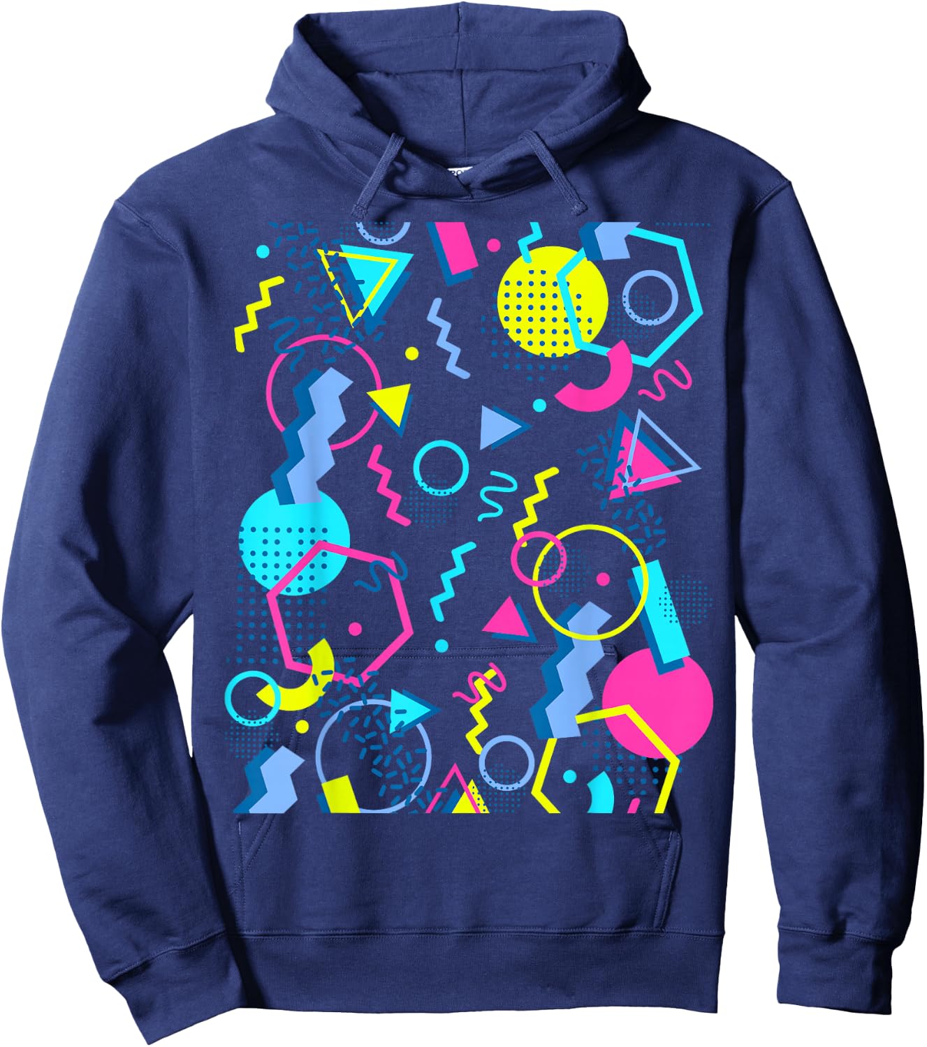 Geometric Pattern 80s 90s Memphis Style Hoodie - Hoodie | Navy
