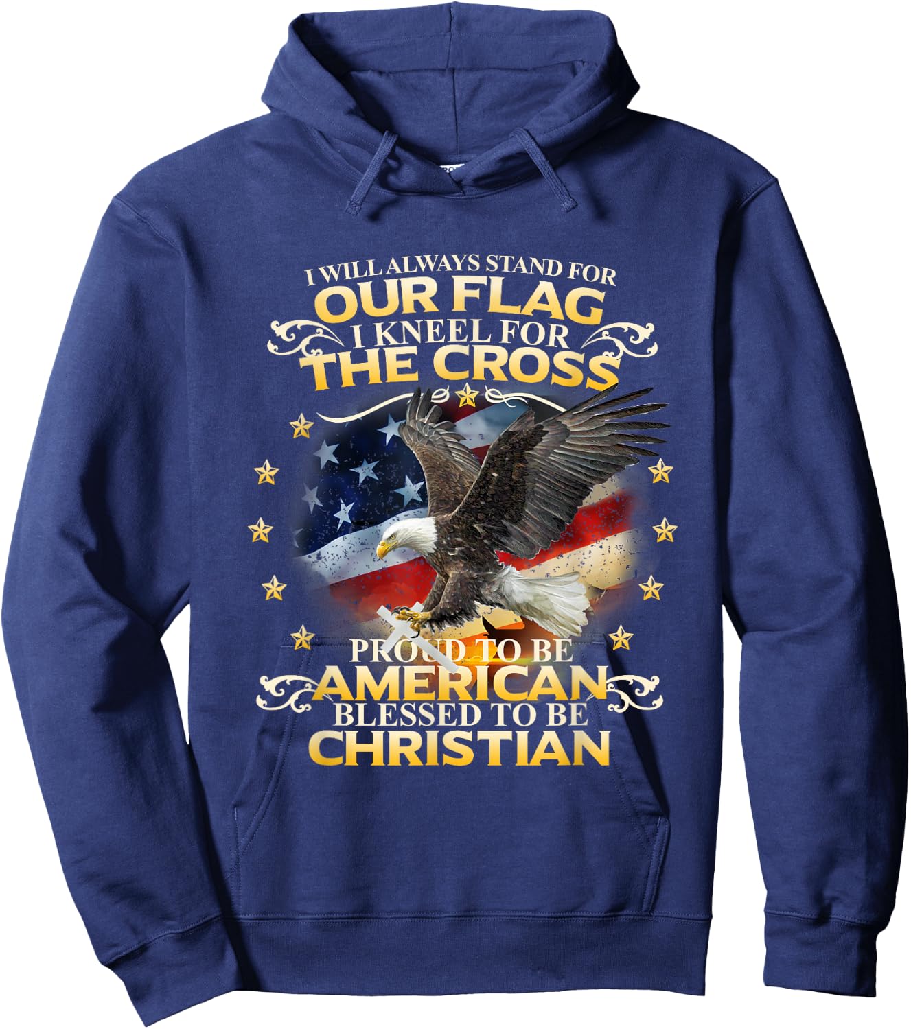 Christian Patriotic American Flag shirt Kids Men Hoodie - Hoodie | Navy
