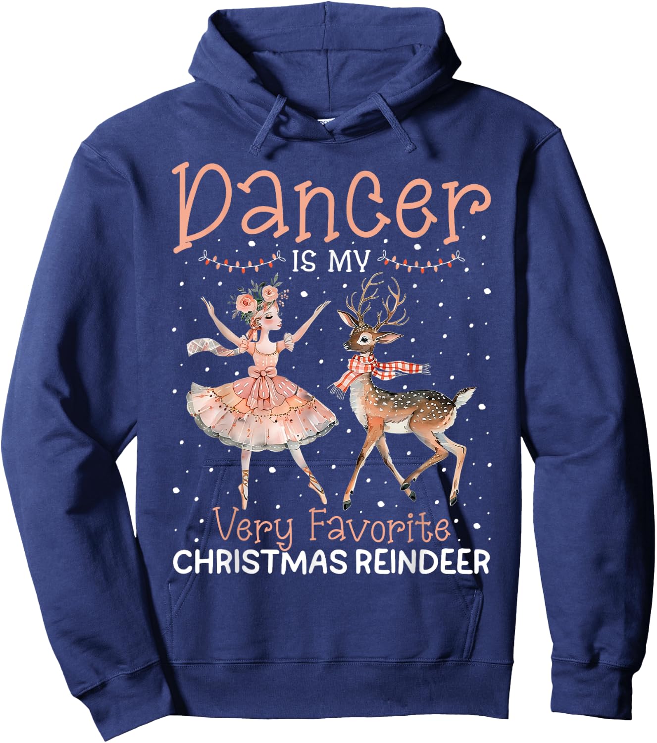 Dance Is My Very Favorite Christmas Reindeer Ugly Sweater Hoodie - Hoodie | Navy