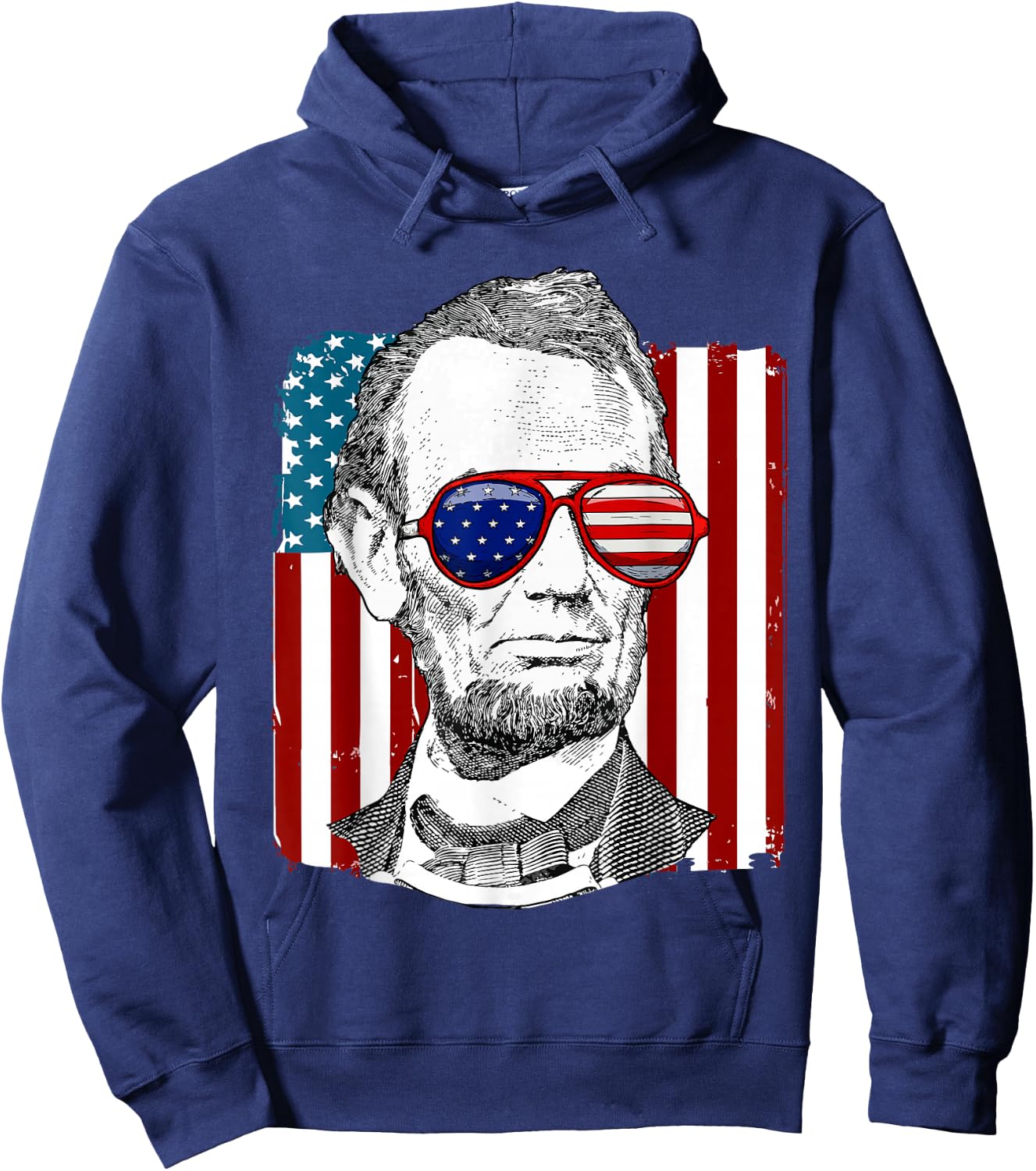America USA Abe Lincoln 4th of July Men Boys Gift Hoodie - Hoodie | Navy