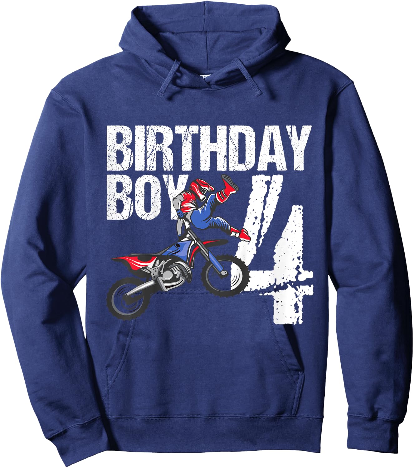 4 Year Old Dirt Bike Birthday Party Motocross MX 4th Gift Hoodie - Hoodie | Navy