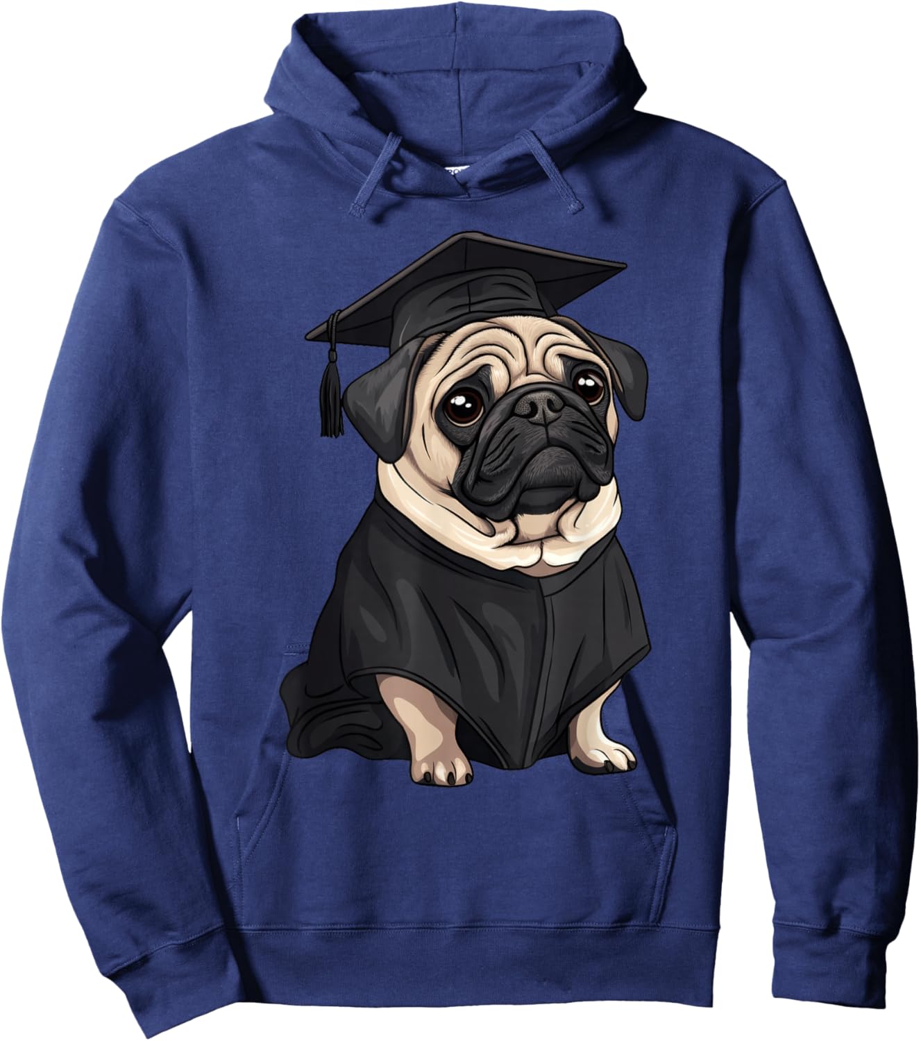 Cute Dog Pug Graduation Hoodie - Hoodie | Navy