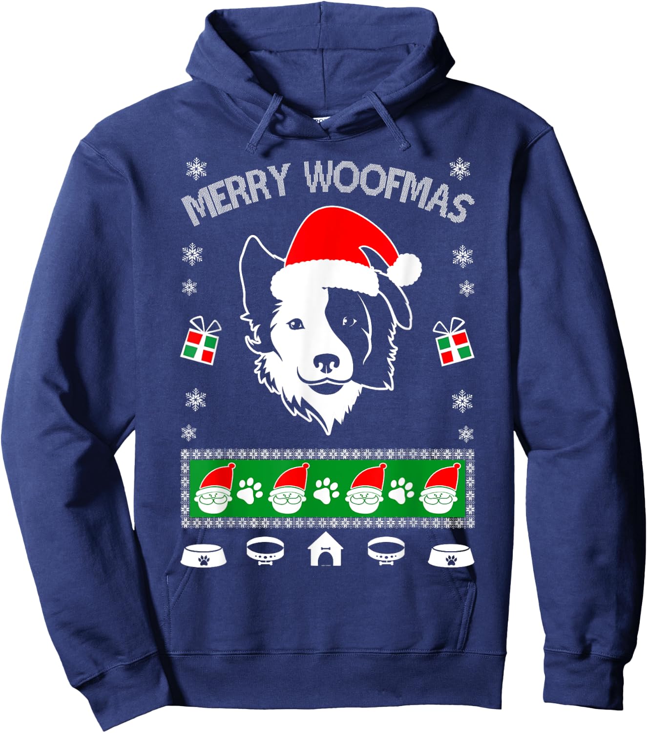 Border Collie Ugly Christmas shirt gift Hoodie - Hoodie | Navy