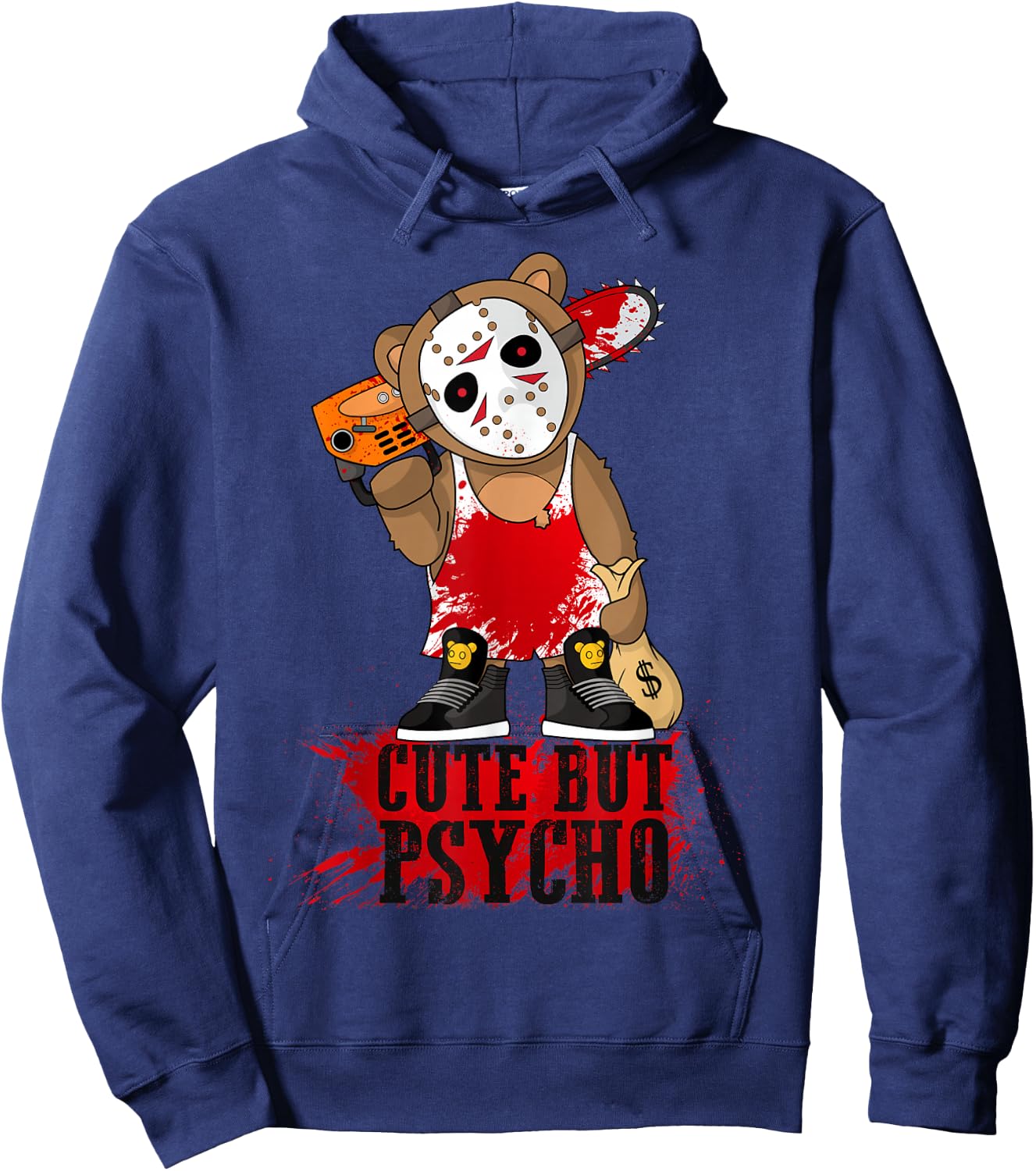 Cute But Psycho Funny Teddy Hoodie - Hoodie | Navy
