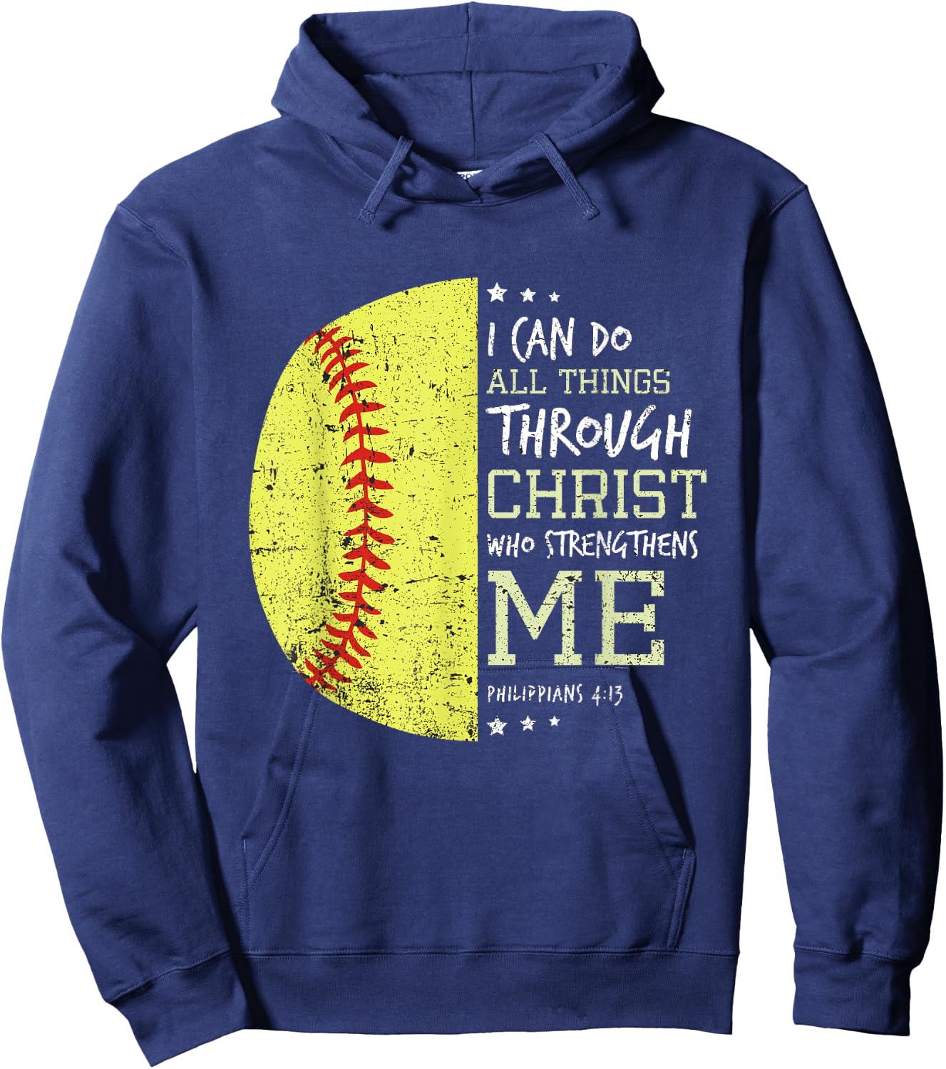 Philippians 4 13 I Can Do All Things Christian Softball Hoodie - Hoodie | Navy