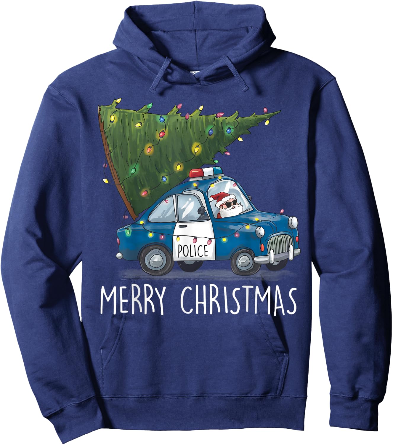 Merry Christmas Police Car Xmas Tree Police Officers Boys Hoodie - Hoodie | Navy