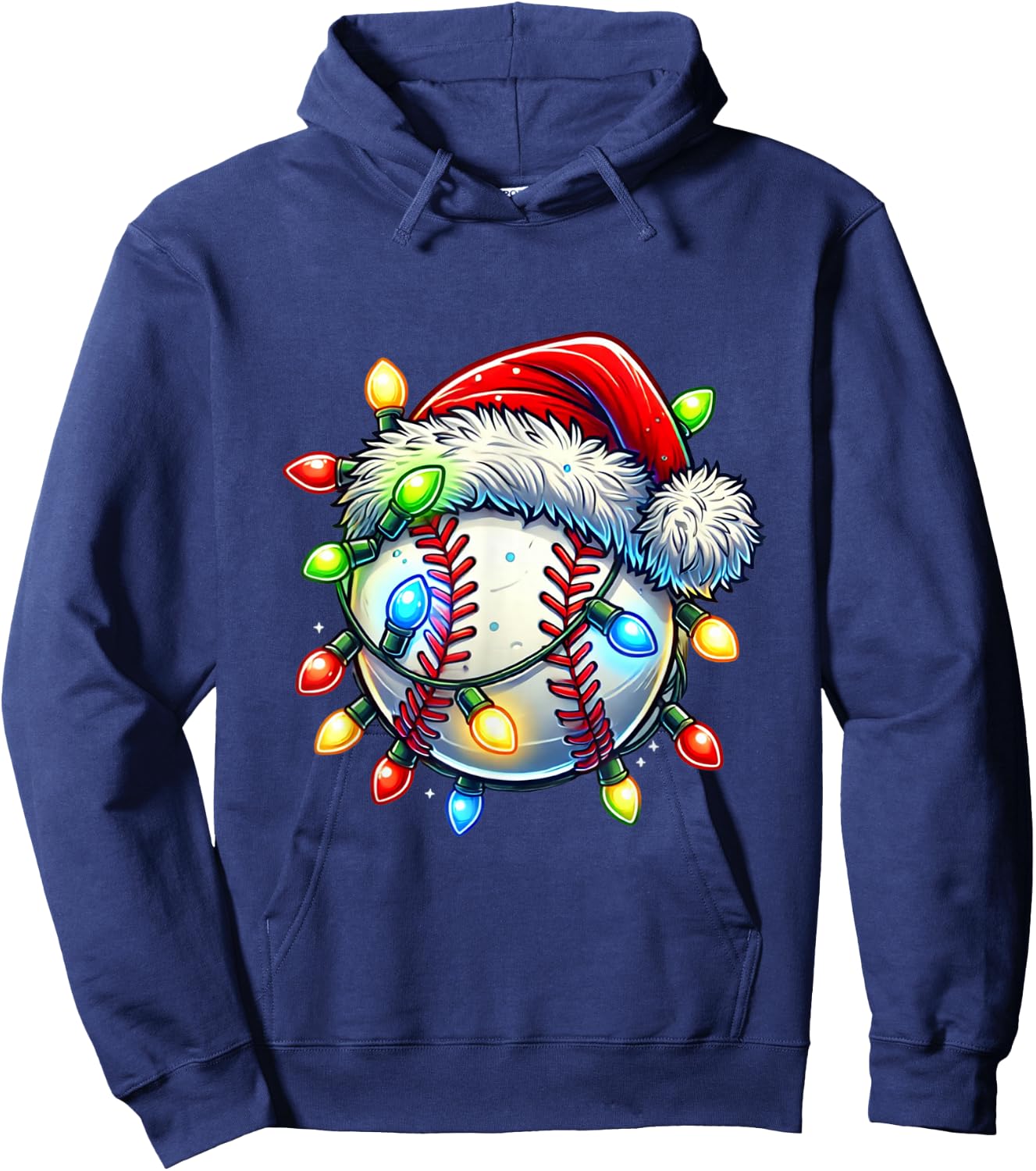 Festive Christmas Baseball Design Santa Hat Sports Pajamas Hoodie - Hoodie | Navy