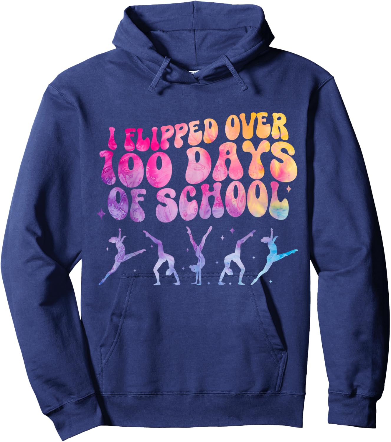 Gymnast HAPPY 100 days of school Gymnastic Tumbling Hoodie - Hoodie | Navy