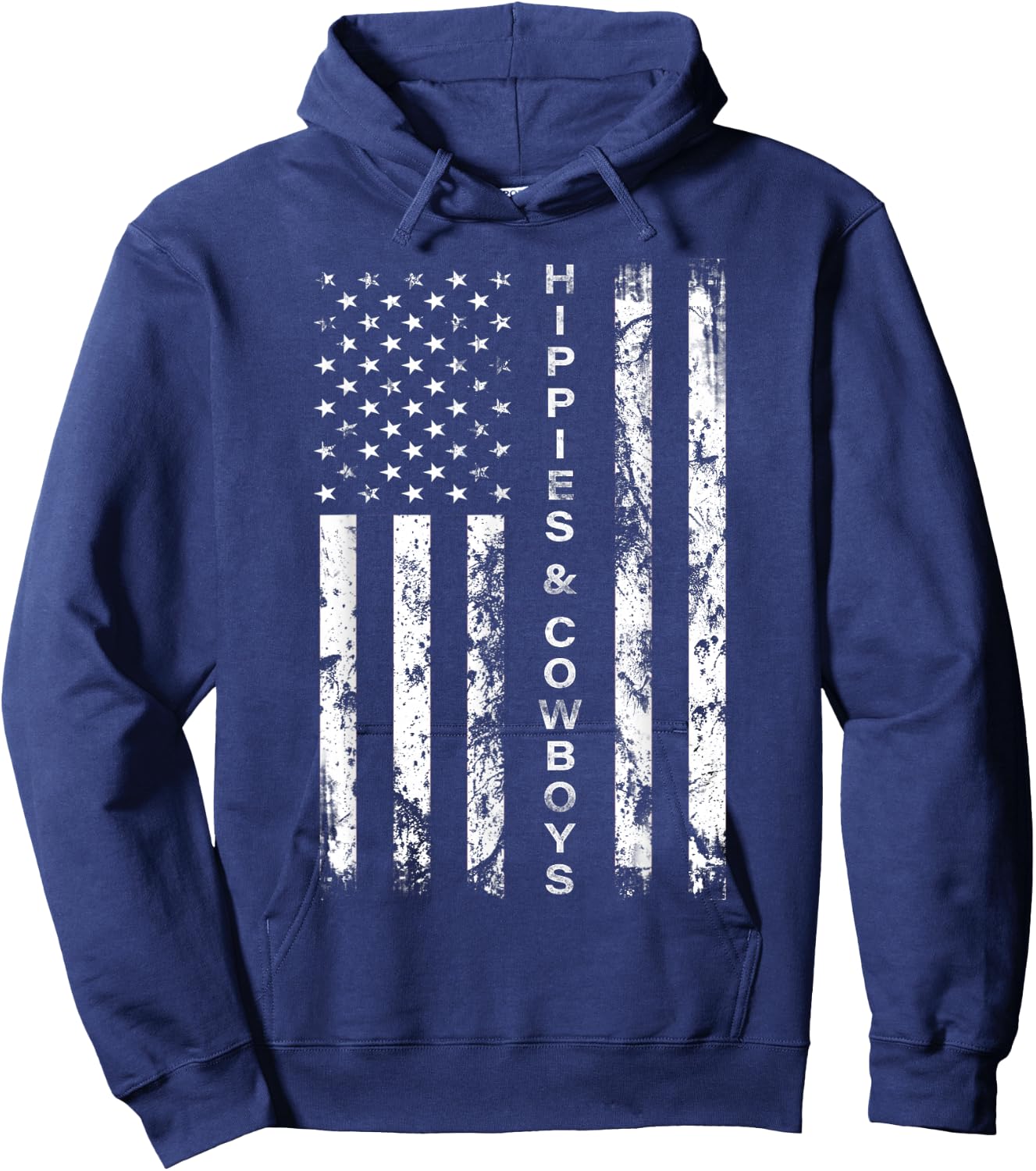 Raisin Hell with The Hippies and Cowboys - American Flag Small Hoodie - Hoodie | Navy