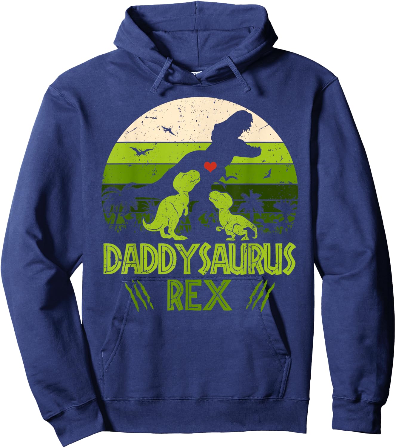 Daddysaurus Rex 2 Kids Sunset For Fathers Day Gift Hoodie - Hoodie | Navy