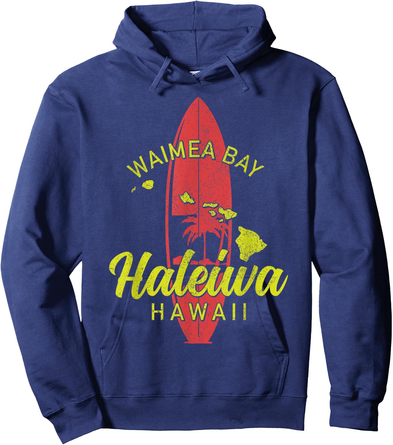 Waimea Bay Haleiwa Hawaii Surf Board Surfing Surfer Hawaiian Hoodie - Hoodie | Navy