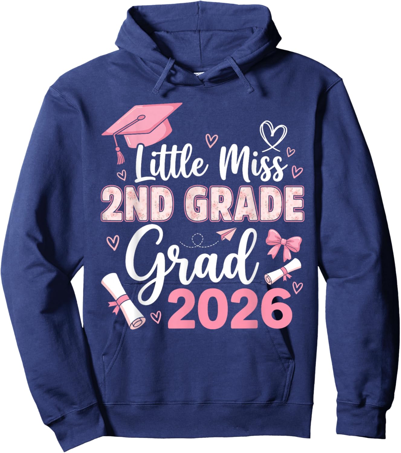 Little Miss 2nd Grade Graduation 2026 Coquette Graduation Hoodie - Hoodie | Navy