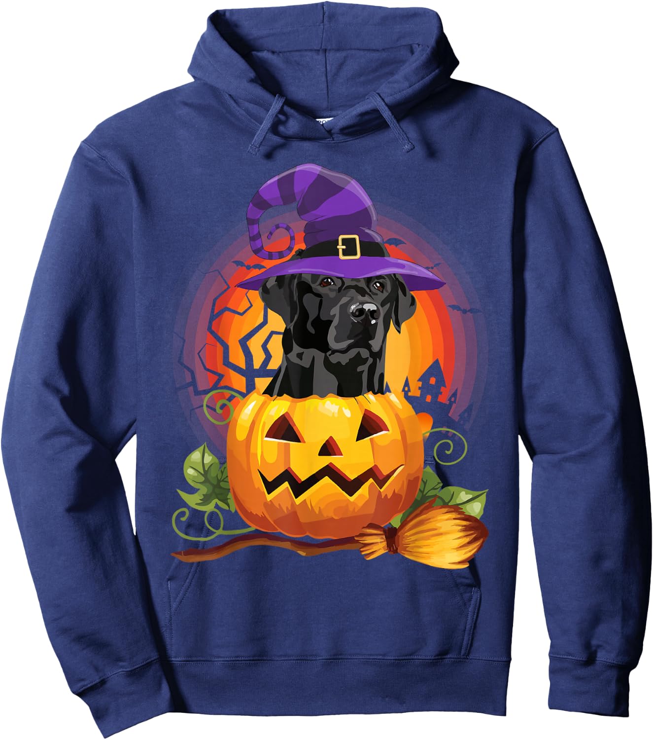 Black Lab Witch Pumpkin Halloween - Dog Lover Costume Gifts Hoodie - Hoodie | Navy