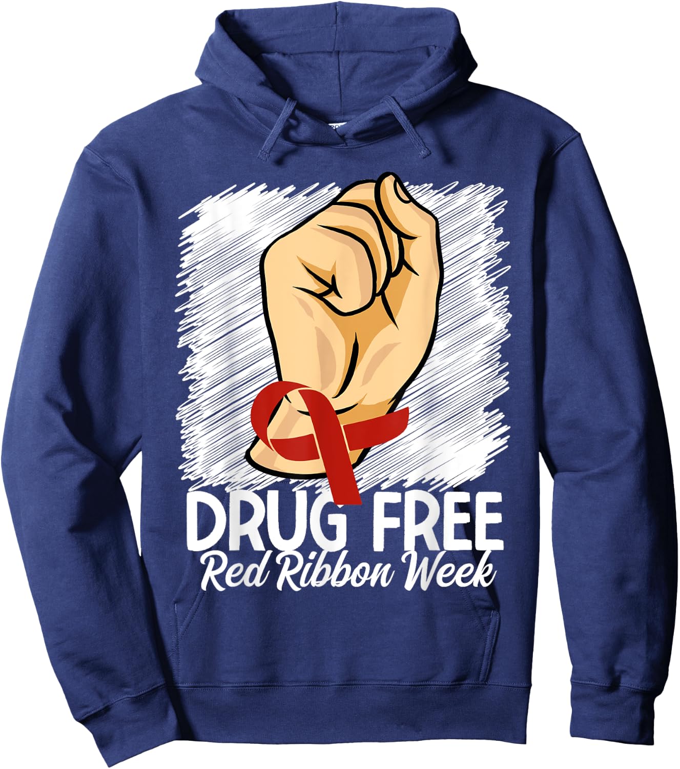 Drug Free Red Ribbon Week Awareness Say No To Drugs Hoodie - Hoodie | Navy