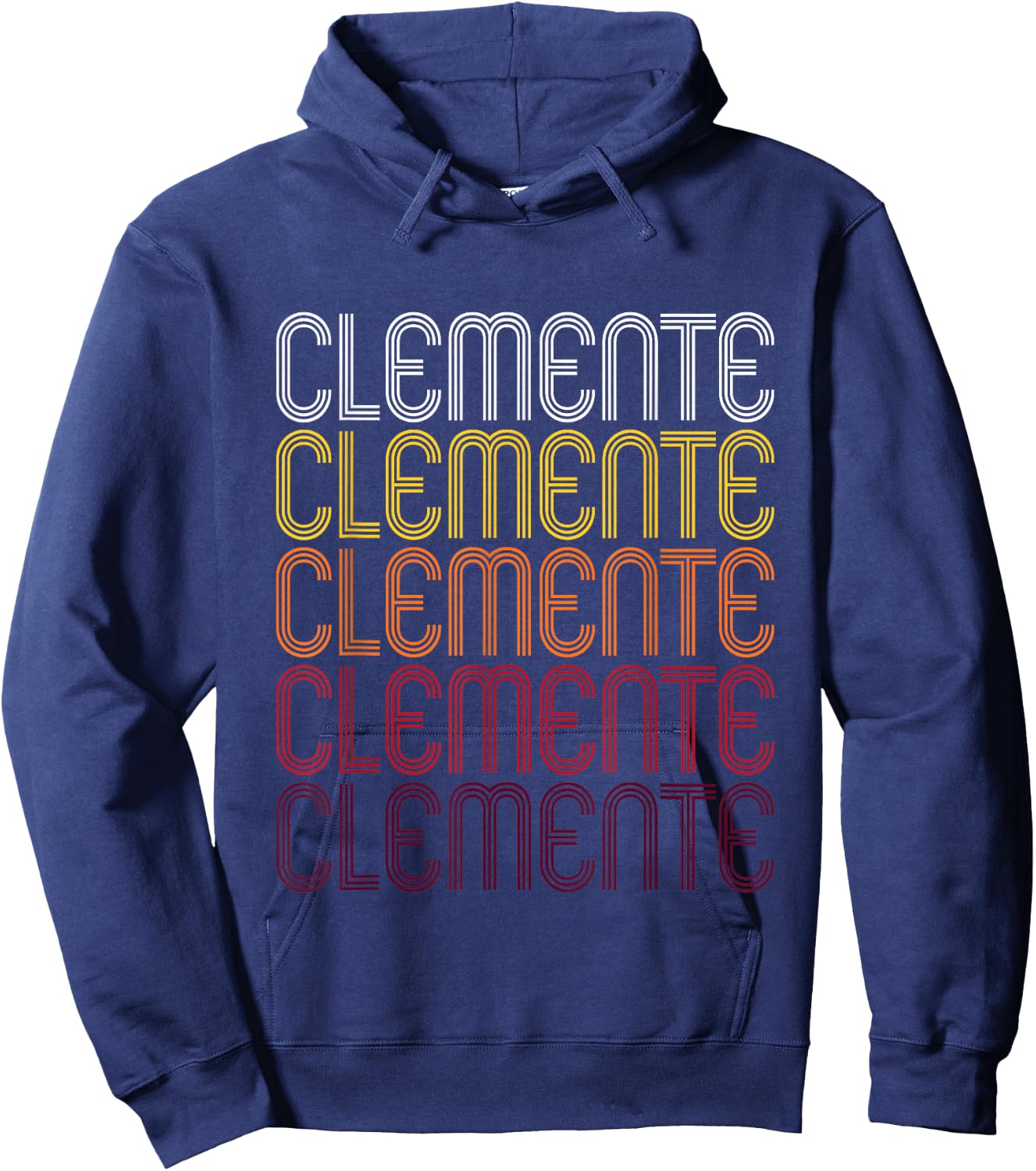 Clemente Retro Wordmark Pattern - Vintage Style Hoodie - Hoodie | Navy