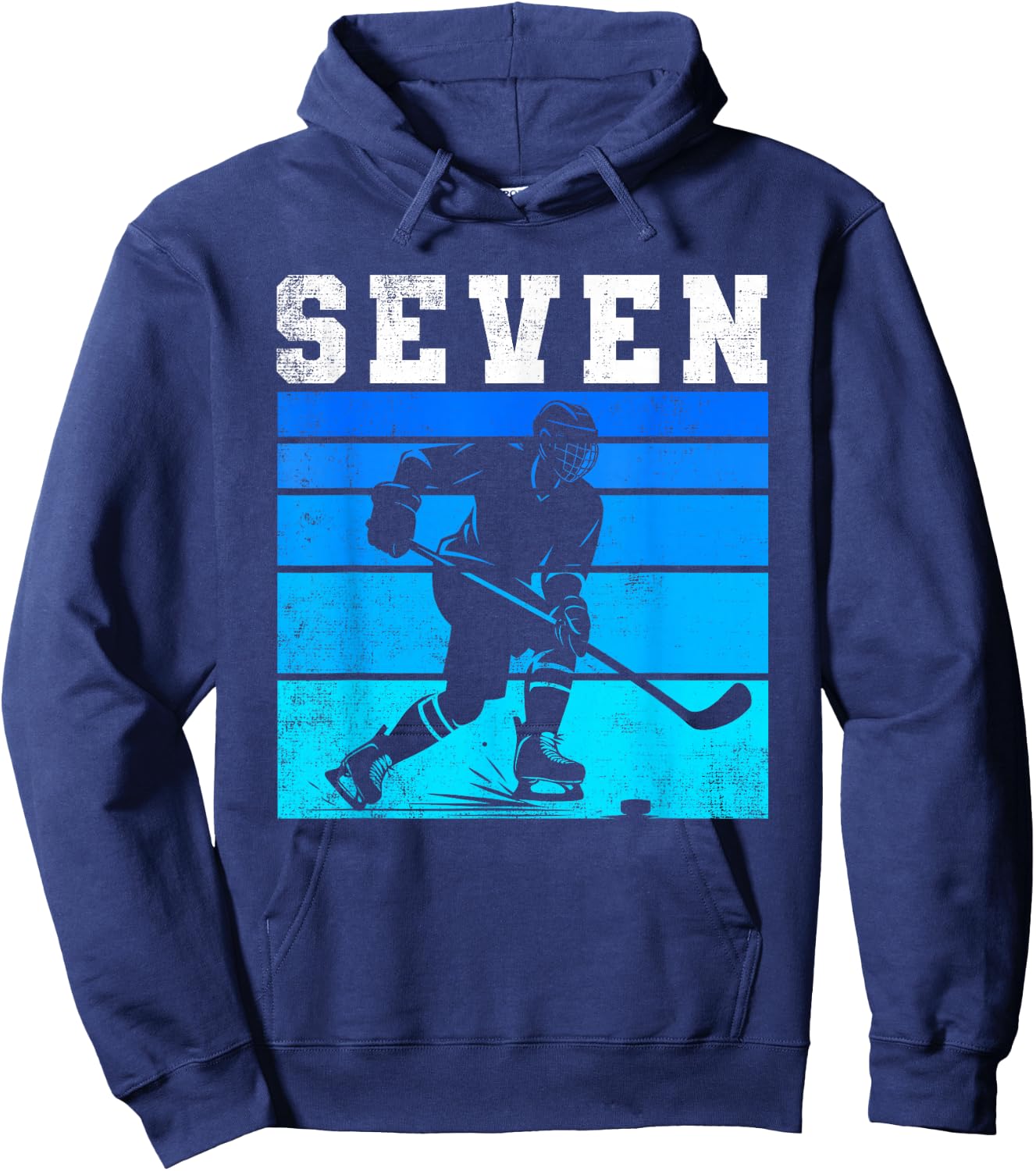 7th Birthday Ice Hockey Boys Seven Hockey Birthday Party Hoodie - Hoodie | Navy