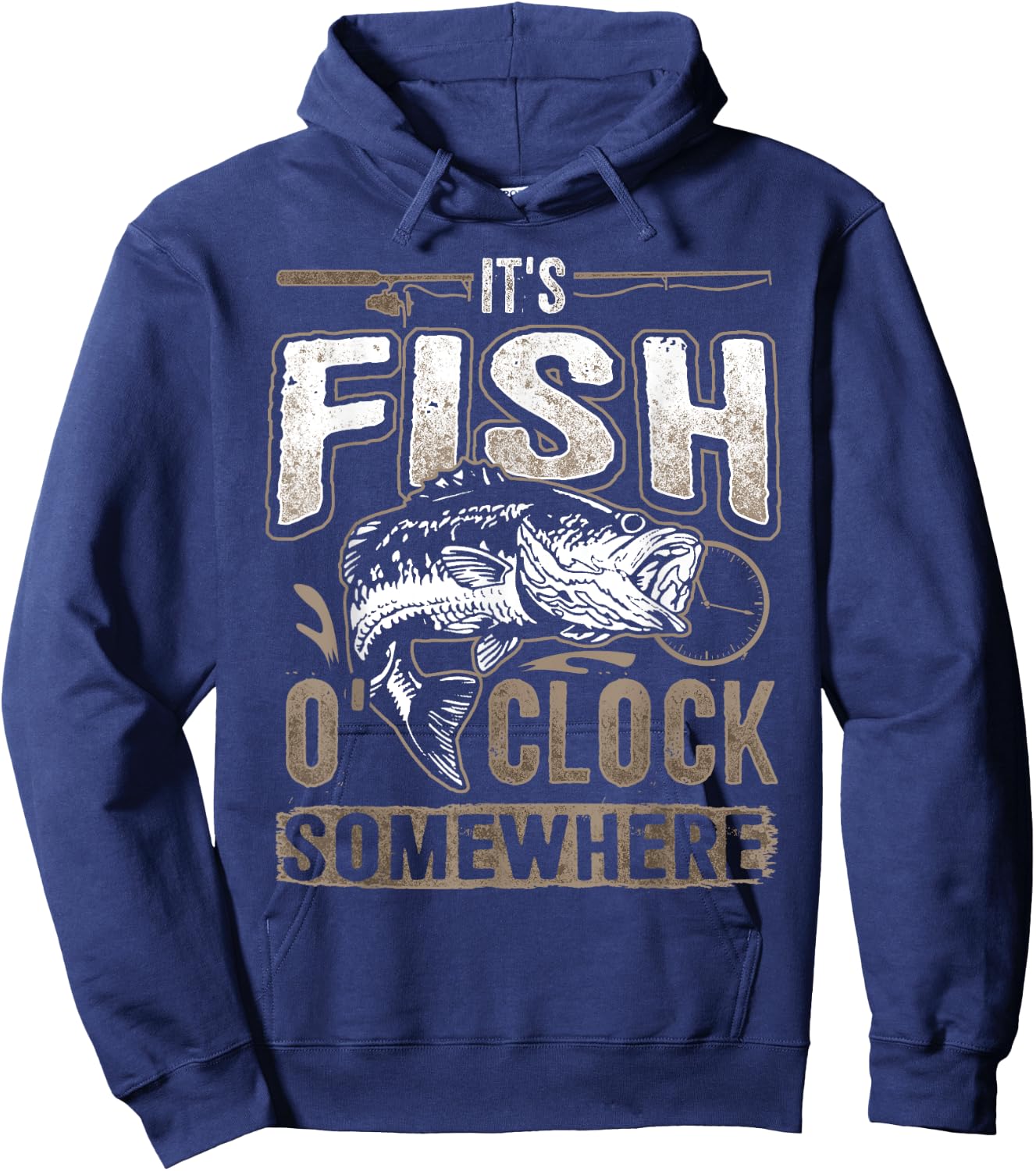 It's Fish O'clock Somewhere-Funny Fishing Hoodie - Hoodie | Navy