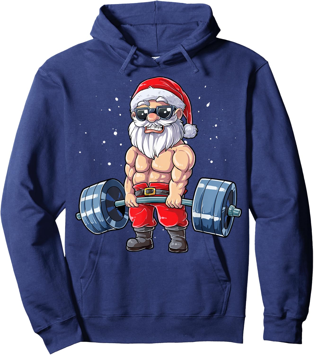 Santa Weightlifting Christmas Fitness Gym Deadlift Xmas Men Hoodie - Hoodie | Navy