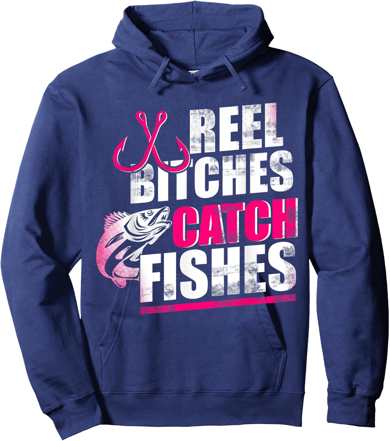 Reel Bitches Catch Fishes Funny Fishing Hoodie - Hoodie | Navy