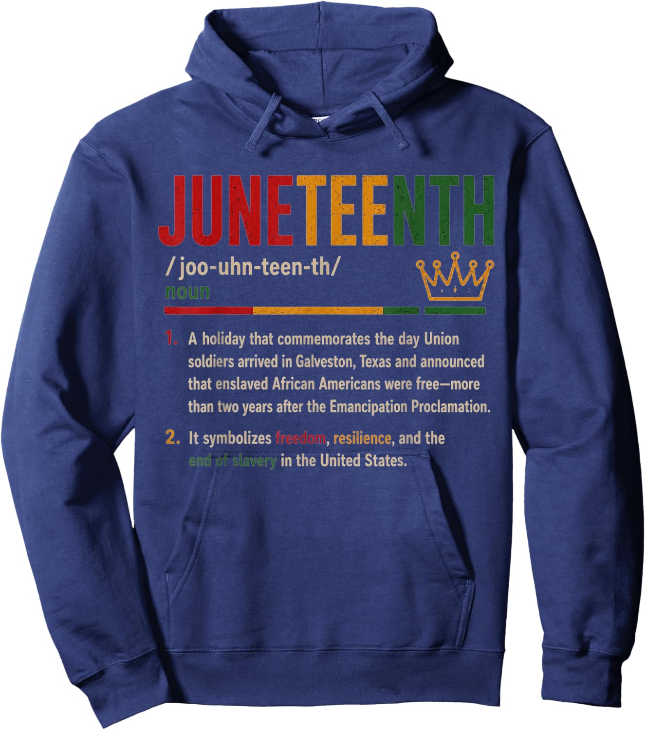 Juneteenth Definition Noun Freedom Day Education Hoodie - Hoodie | Navy