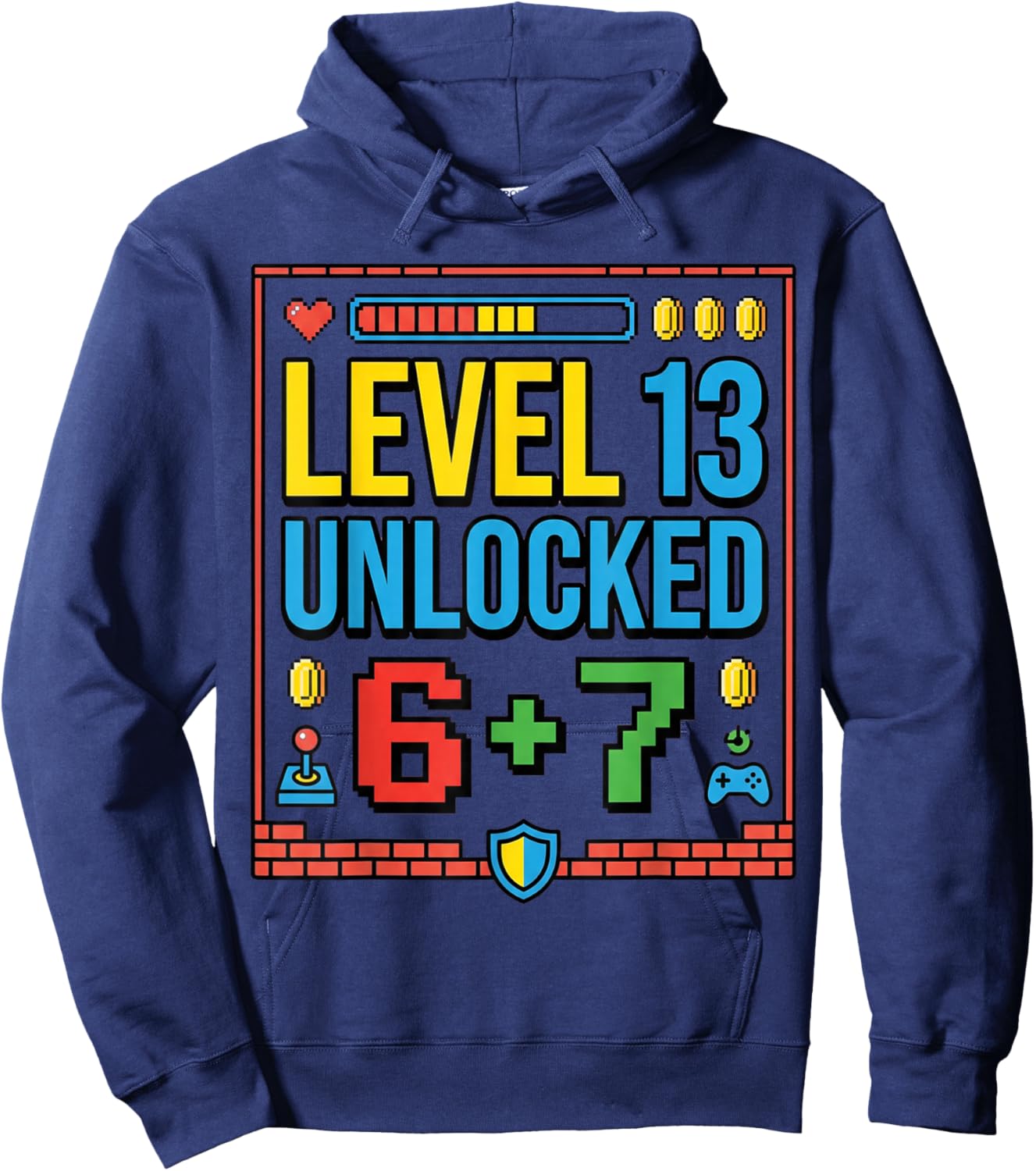 13th Birthday Boys Official Teenager Six Seven Meme Gaming Hoodie - Hoodie | Navy
